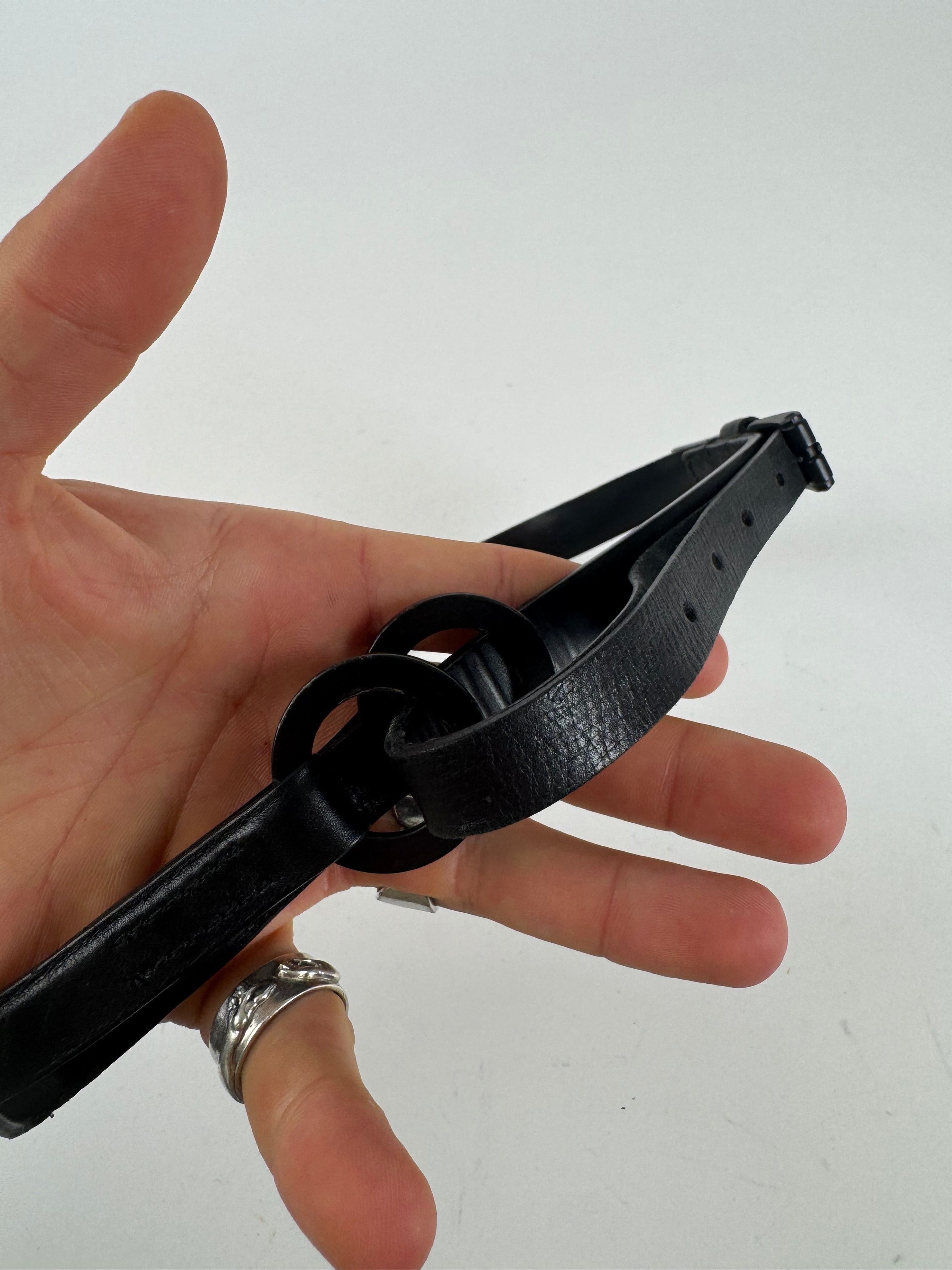 Gucci Vintage Leather belt black Size ONE SIZE - 9 Thumbnail