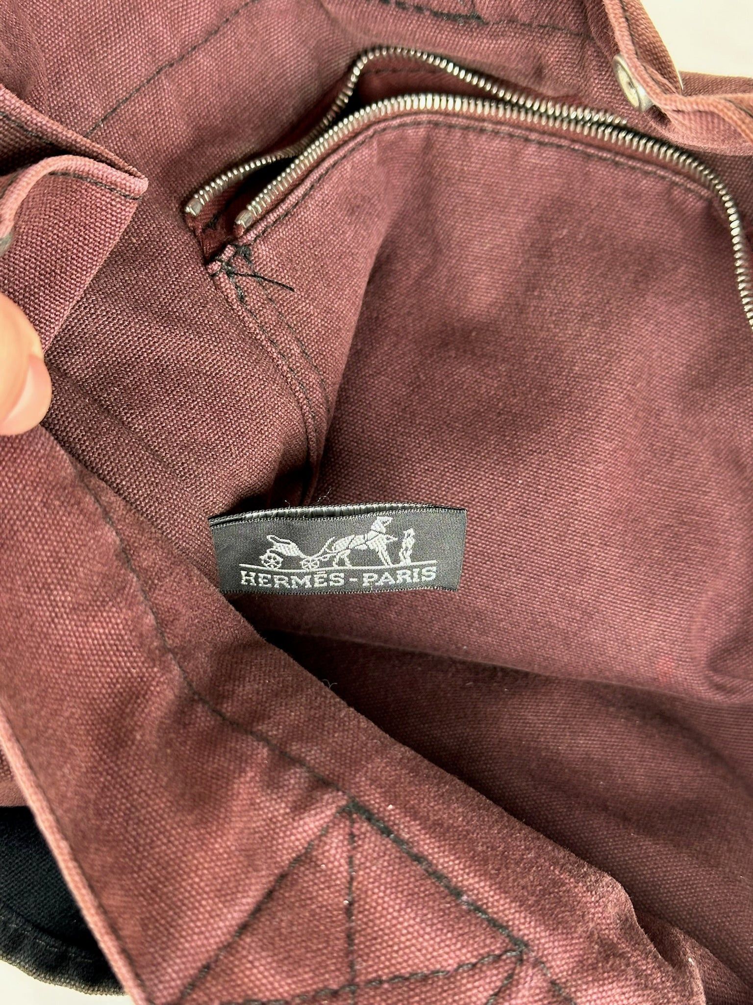 Other Vintage Hermes Purple Black canvas shopper Size ONE SIZE - 4 Thumbnail