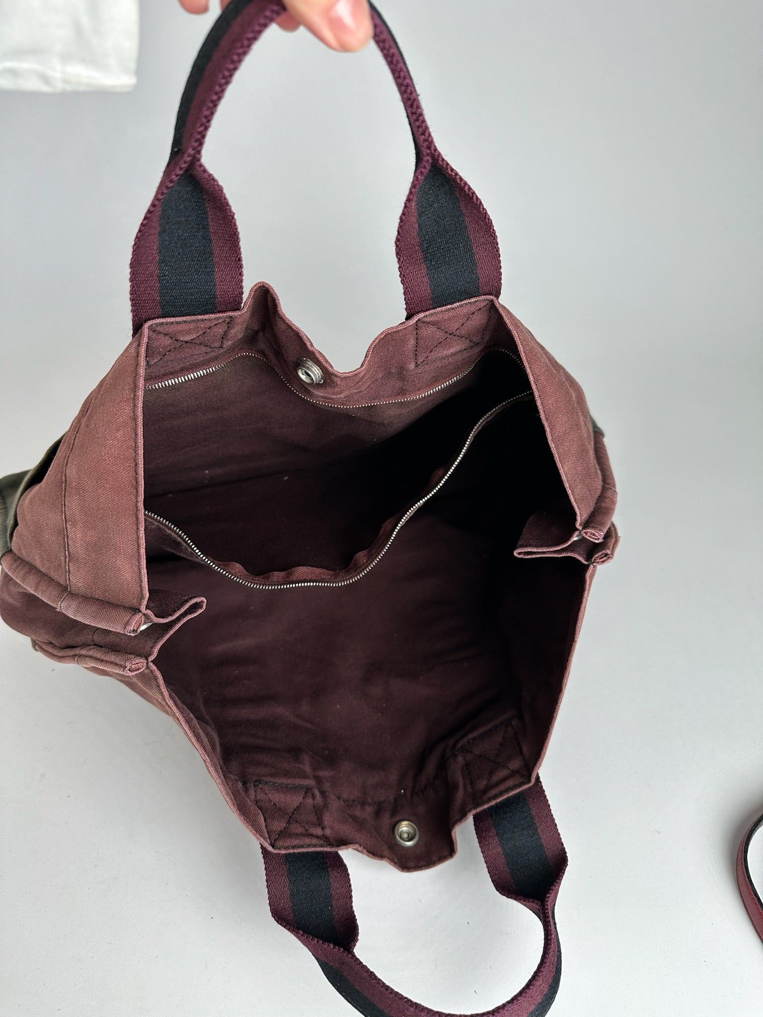 Other Vintage Hermes Purple Black canvas shopper Size ONE SIZE - 5 Thumbnail