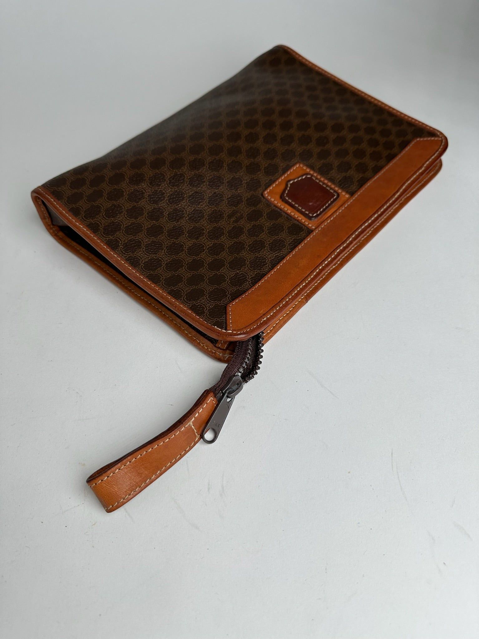 Celine Vintage Paris Leather monogram Clutch Triomphe brown Size ONE SIZE - 3 Thumbnail