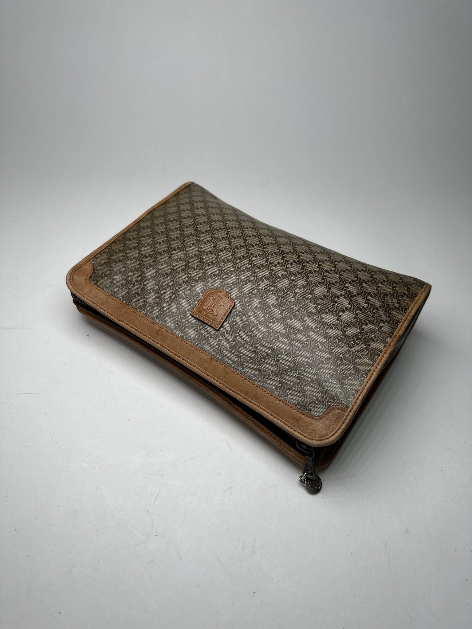 Celine Vintage Paris Monogram Clutch gray brown Size ONE SIZE - 3 Thumbnail