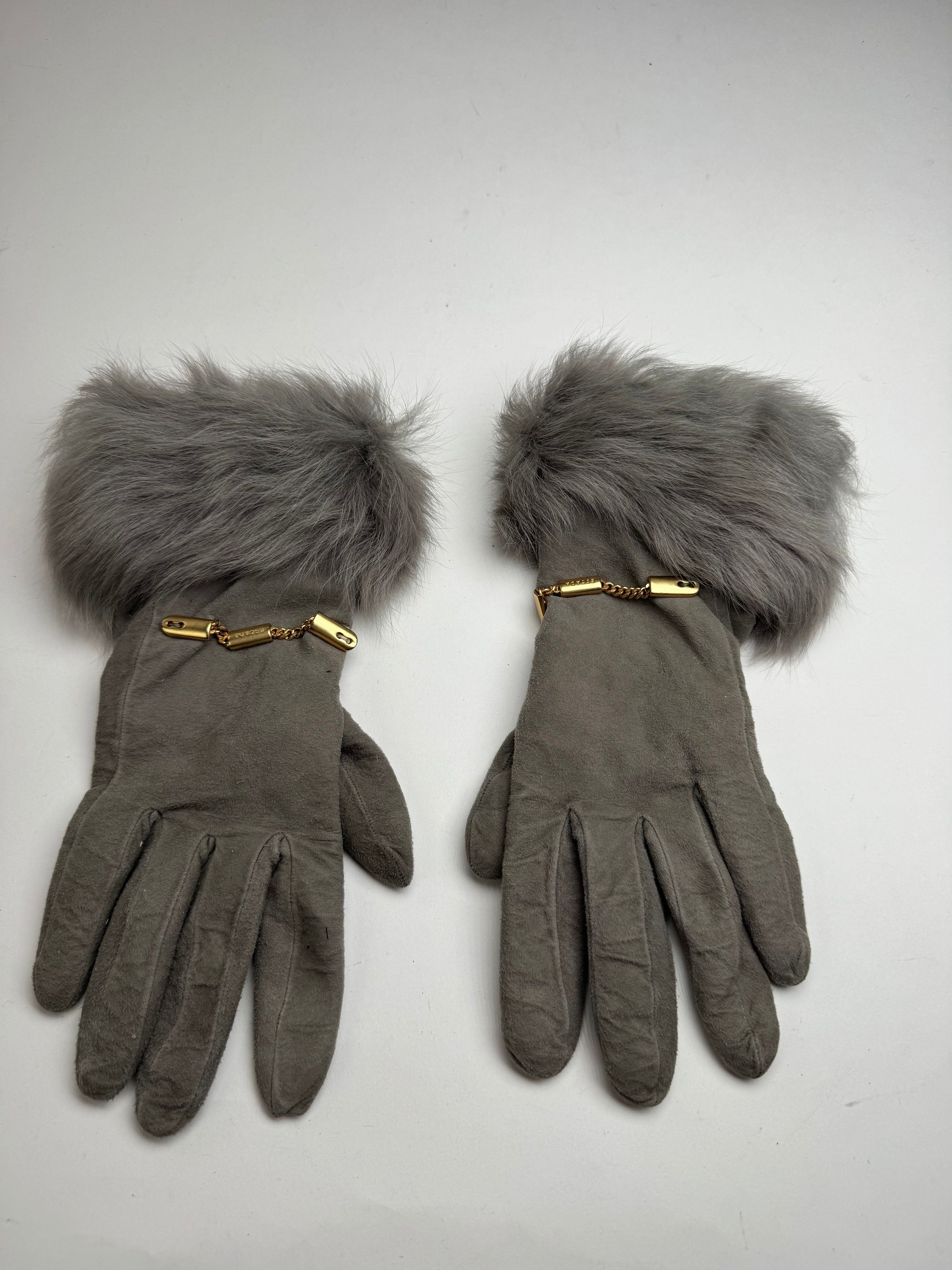 Escada Vintage Suede Cashmere Gloves 7 grey Size ONE SIZE - 10 Thumbnail