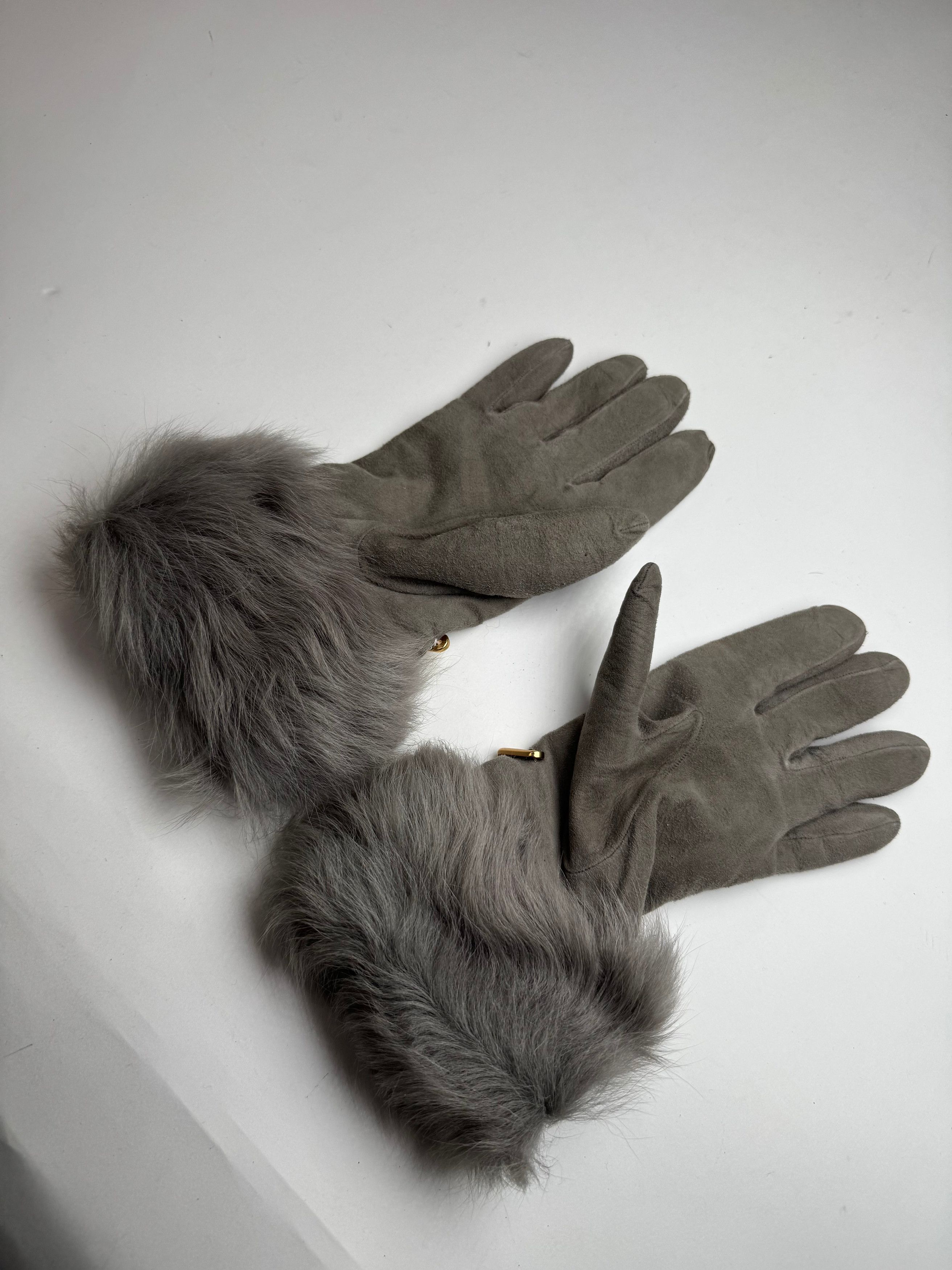 Escada Vintage Suede Cashmere Gloves 7 grey Size ONE SIZE - 9 Thumbnail