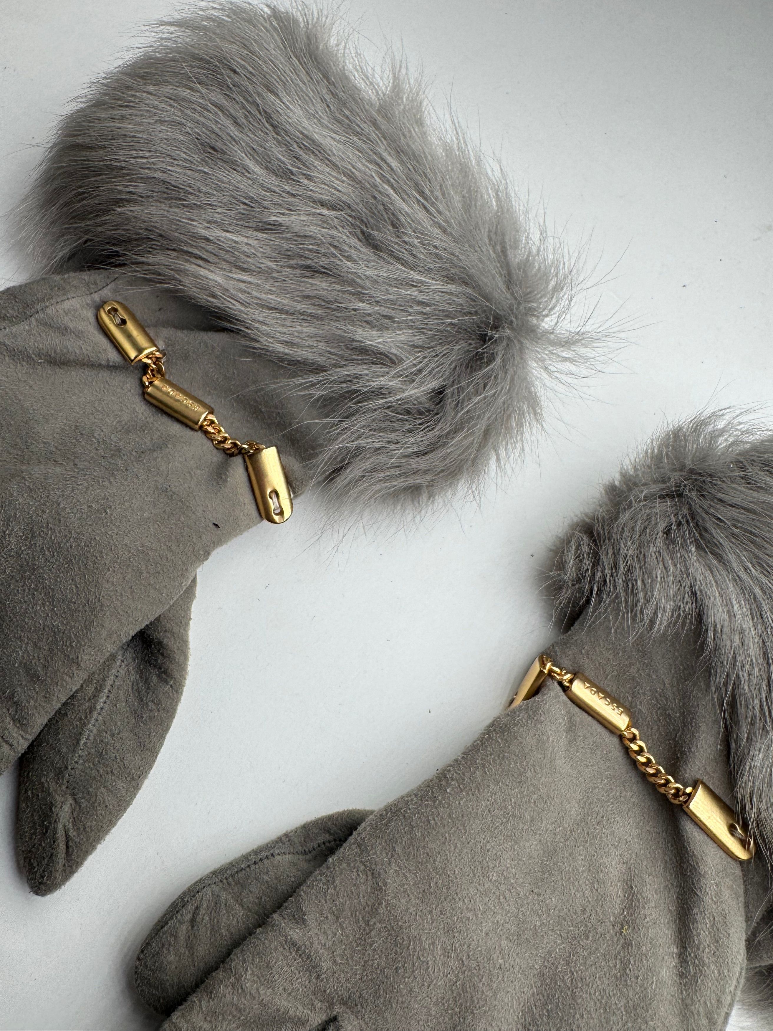Escada Vintage Suede Cashmere Gloves 7 grey Size ONE SIZE - 3 Thumbnail