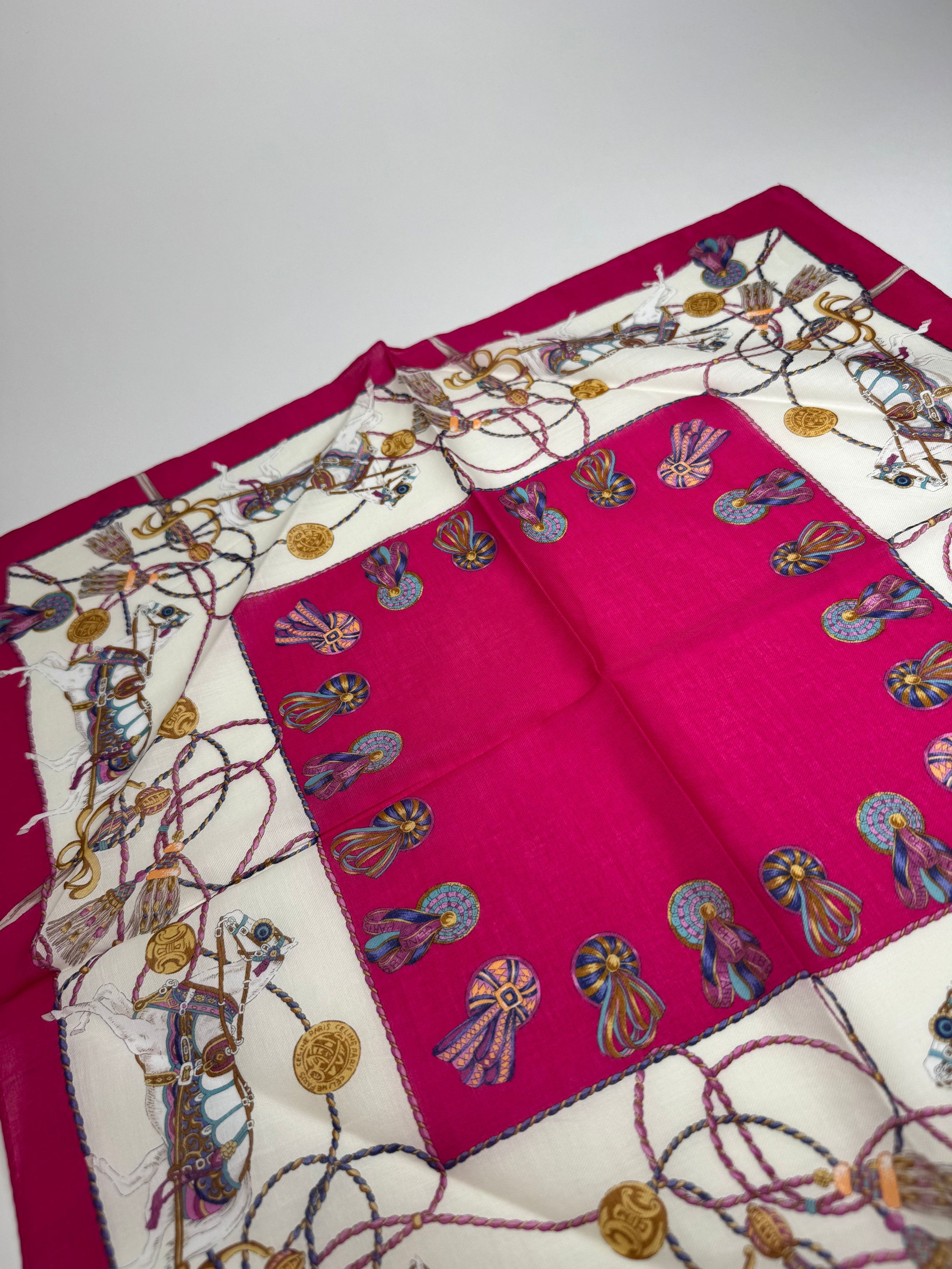 Vintage Silk Scarf red white