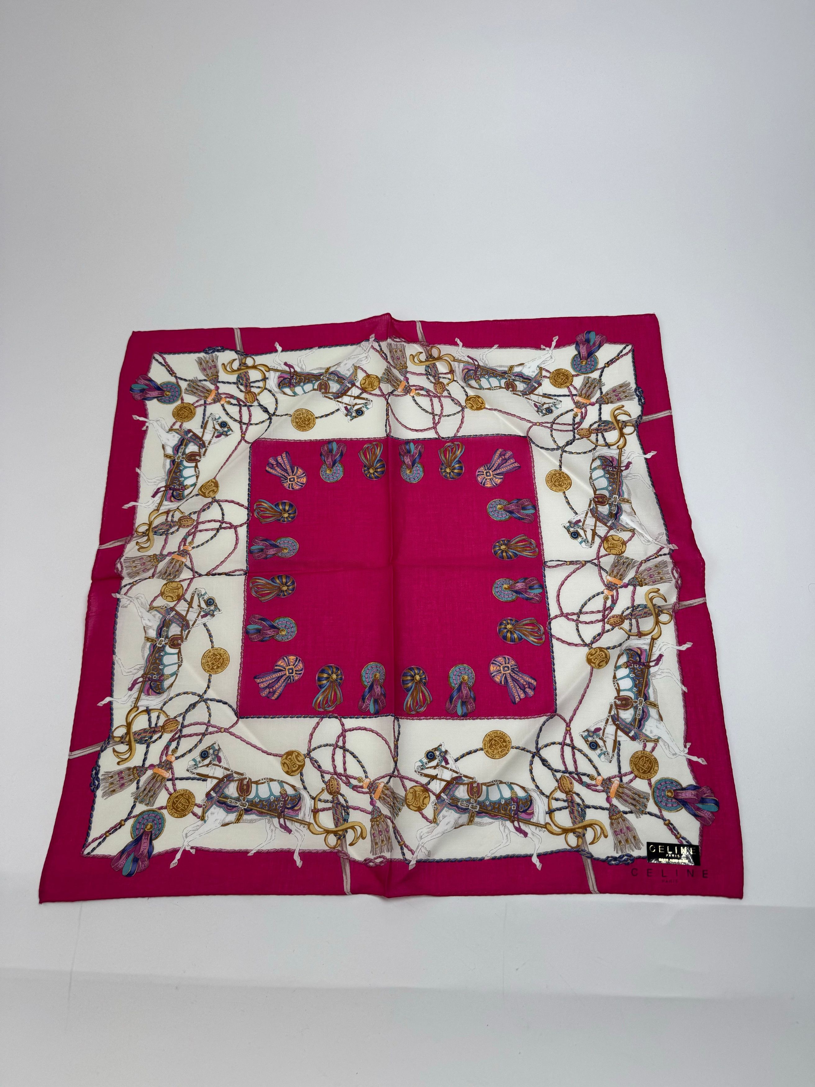 Vintage Silk Scarf red white