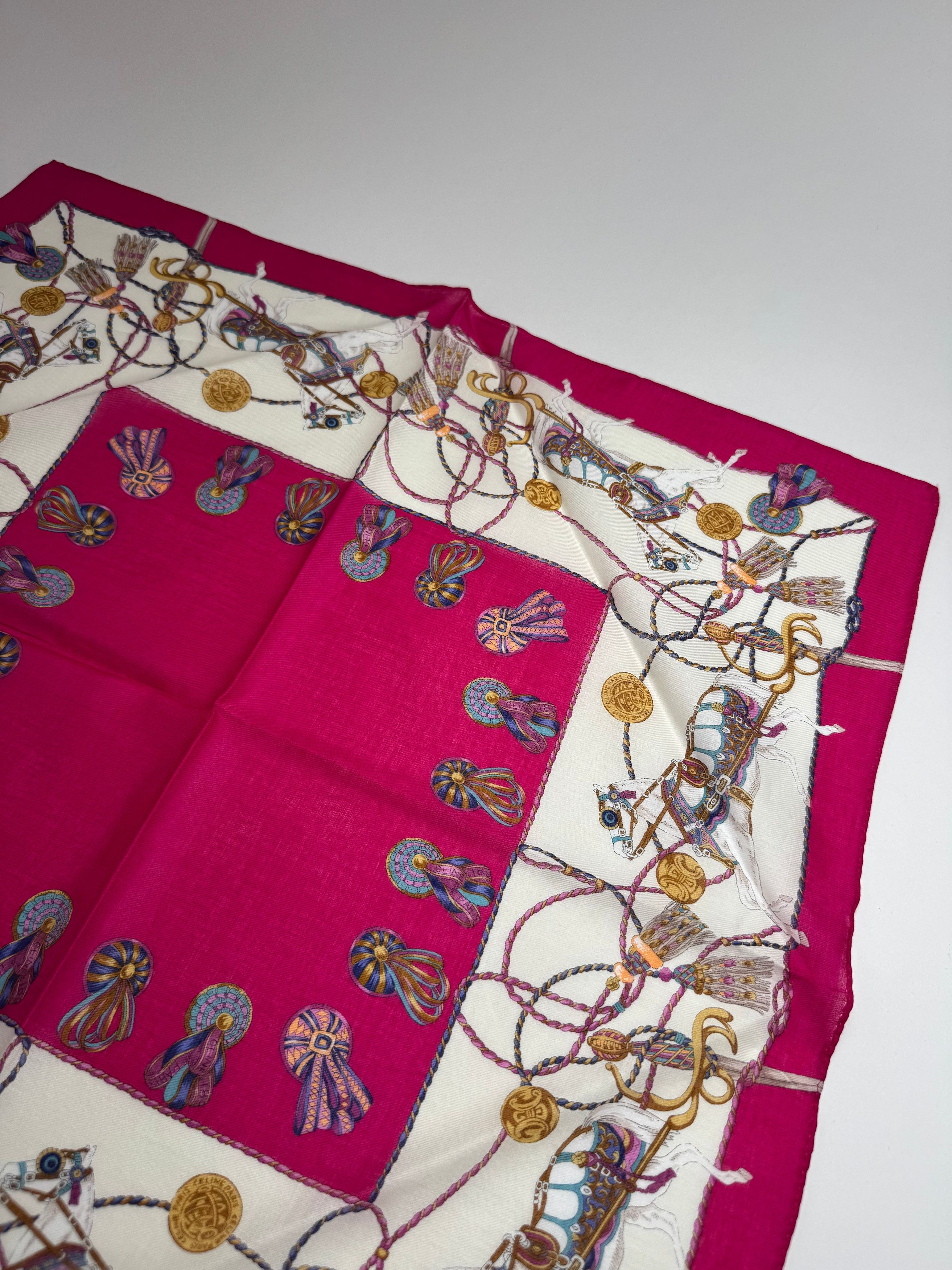 Vintage Silk Scarf red white