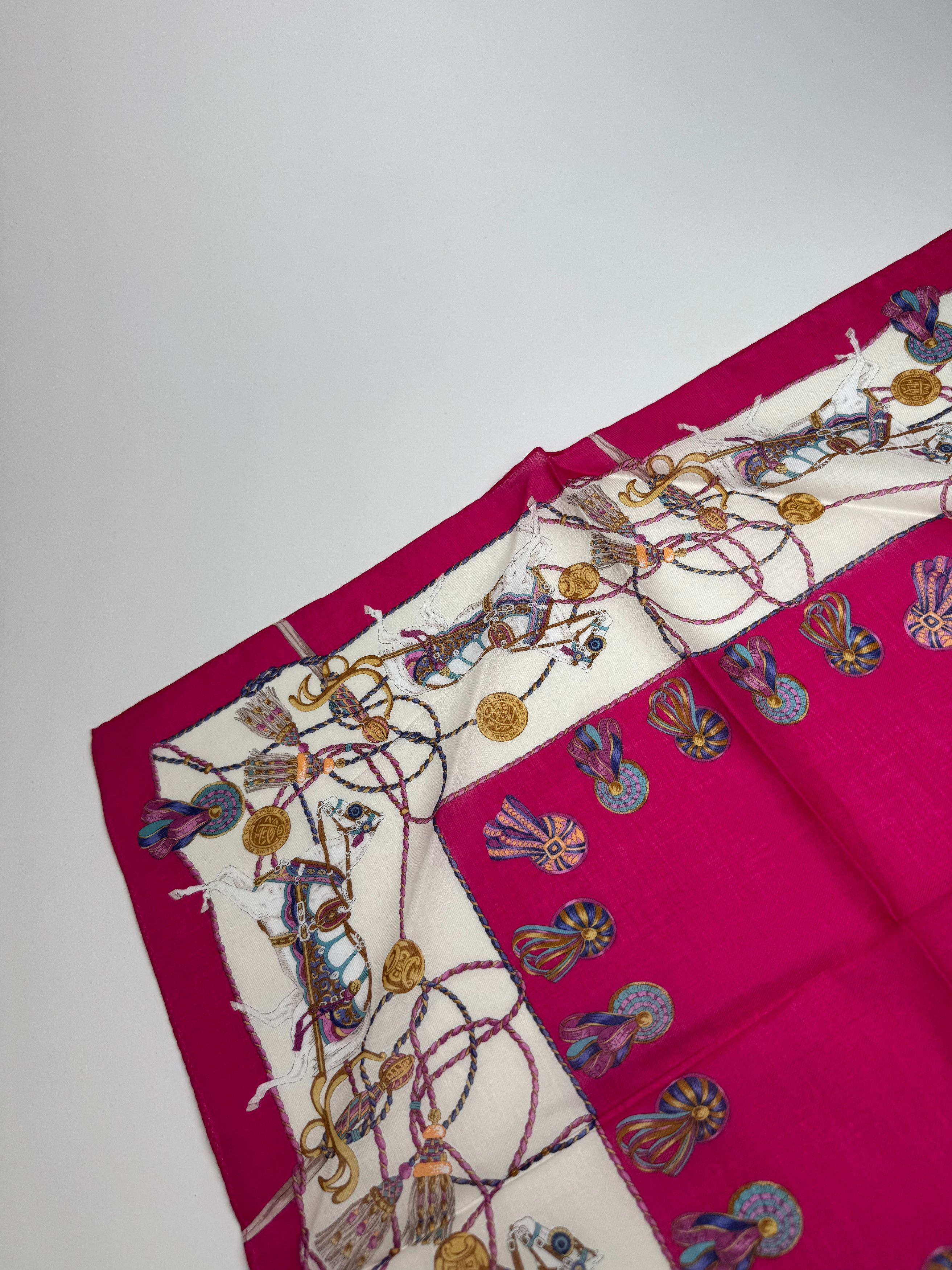 Vintage Silk Scarf red white