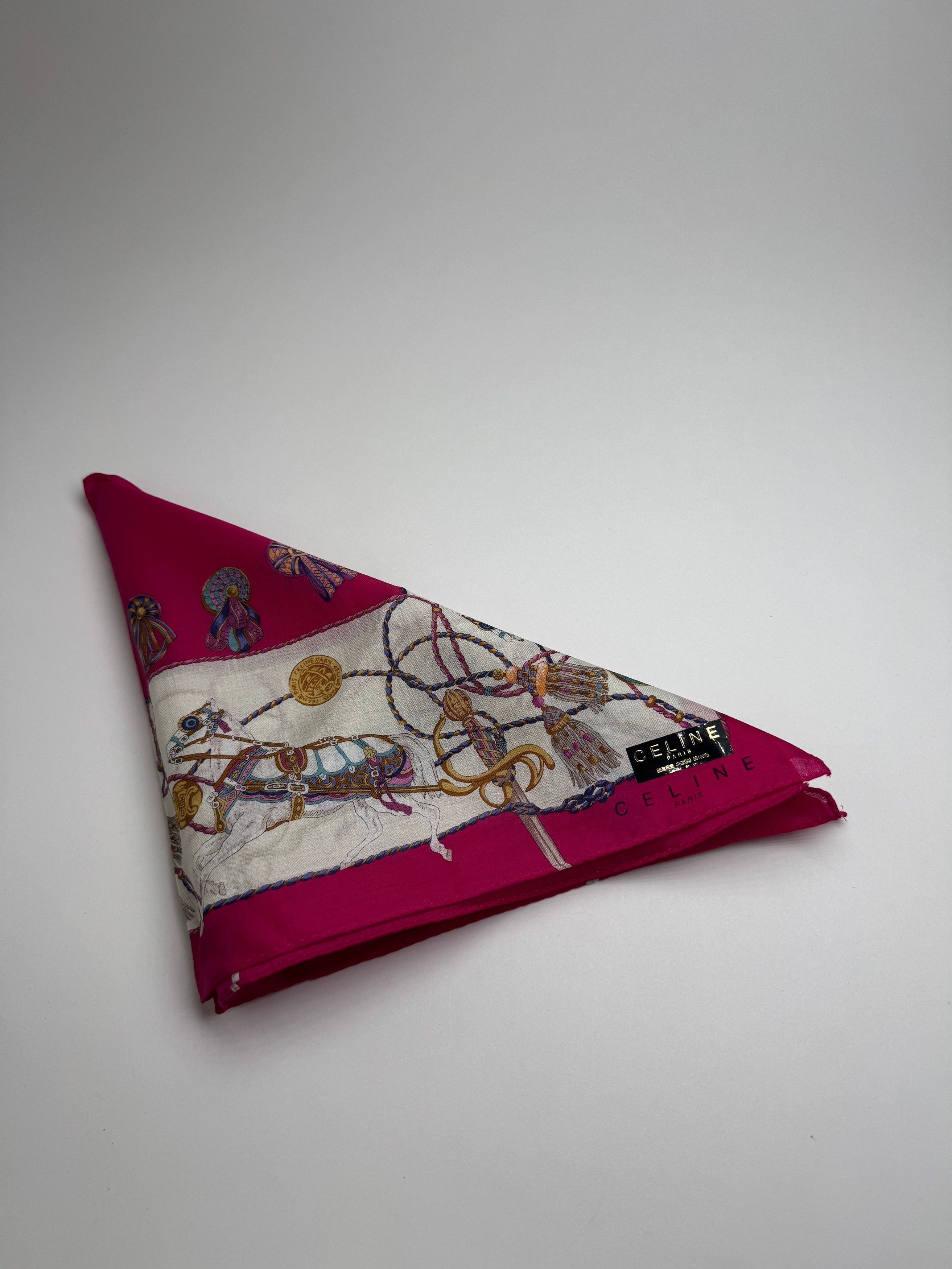 Vintage Silk Scarf red white