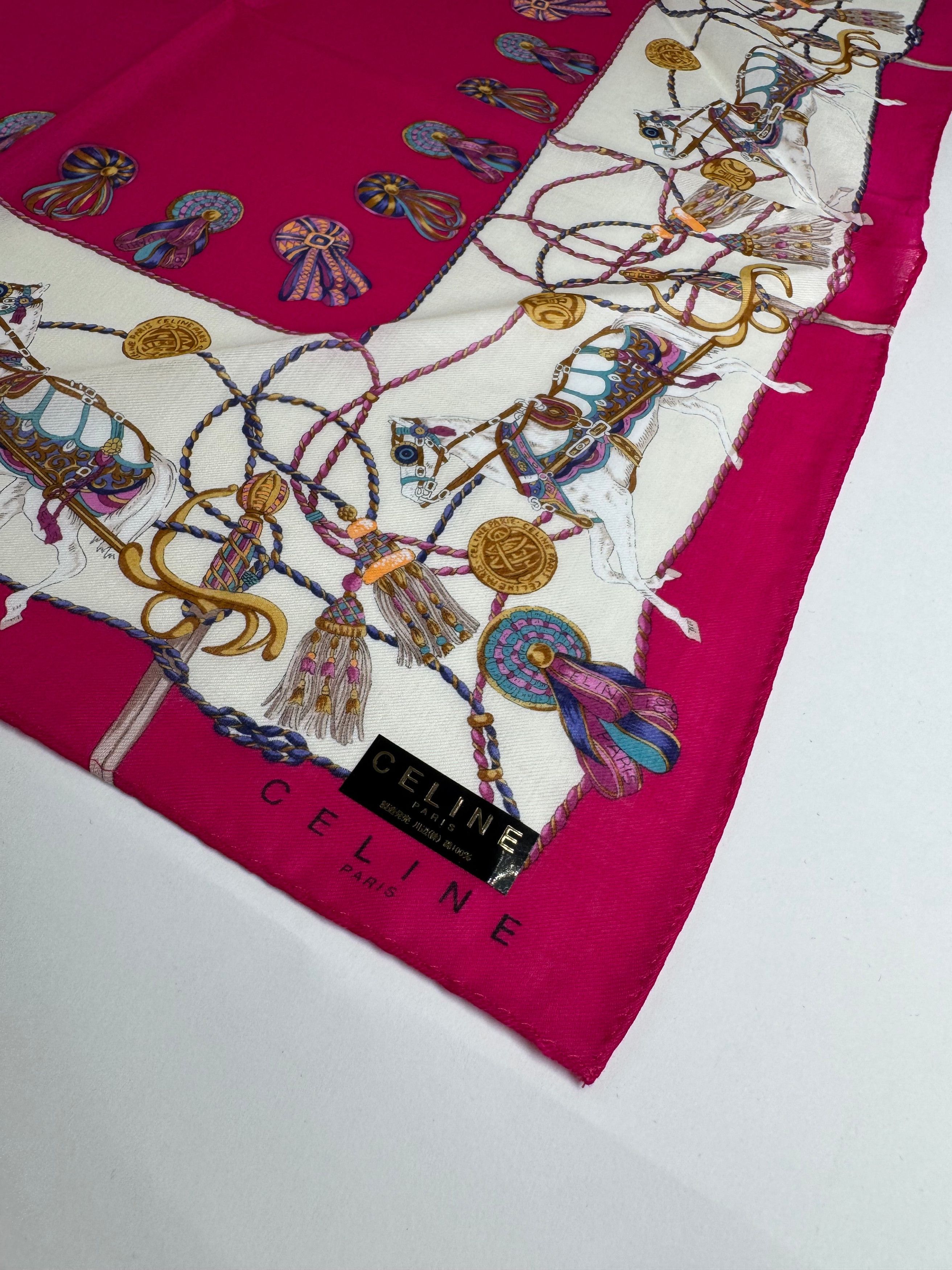 Vintage Silk Scarf red white