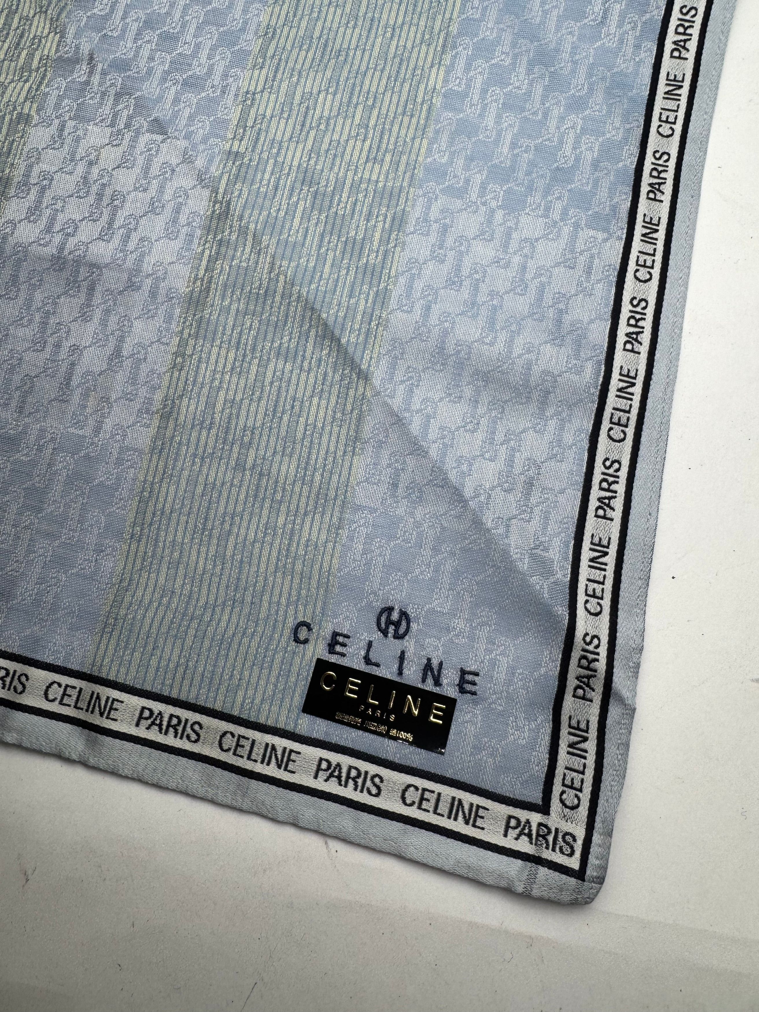 Celine Vintage Scarf Green Grey Size ONE SIZE - 7 Thumbnail