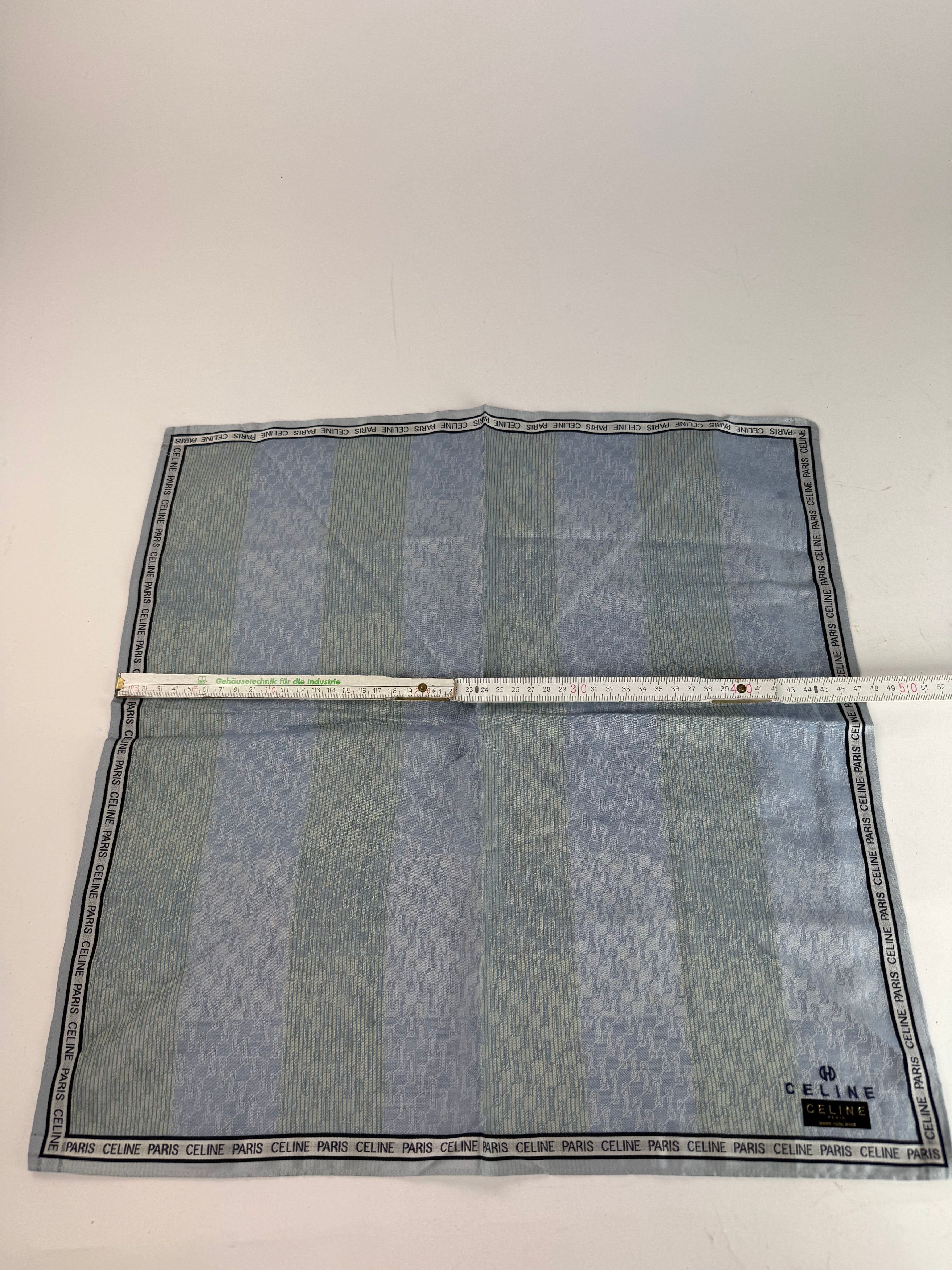 Celine Vintage Scarf Green Grey Size ONE SIZE - 3 Thumbnail
