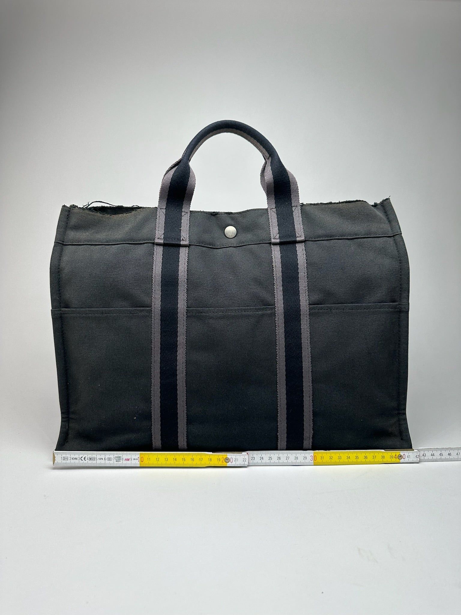 Other Vintage Hermes Canvas shopper black Size ONE SIZE - 3 Thumbnail