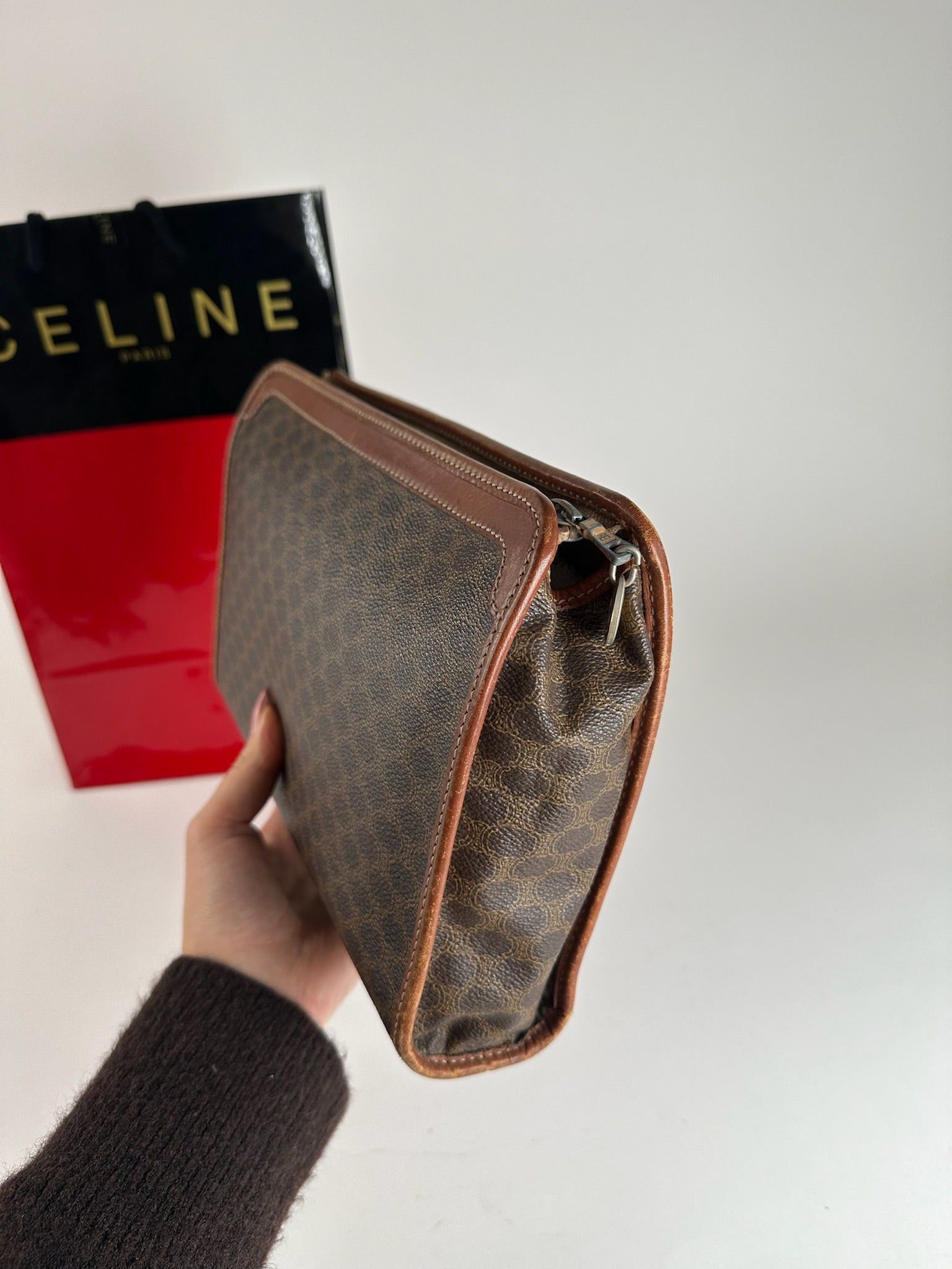 Celine Vintage Paris leather clutch brown Size ONE SIZE - 9 Thumbnail