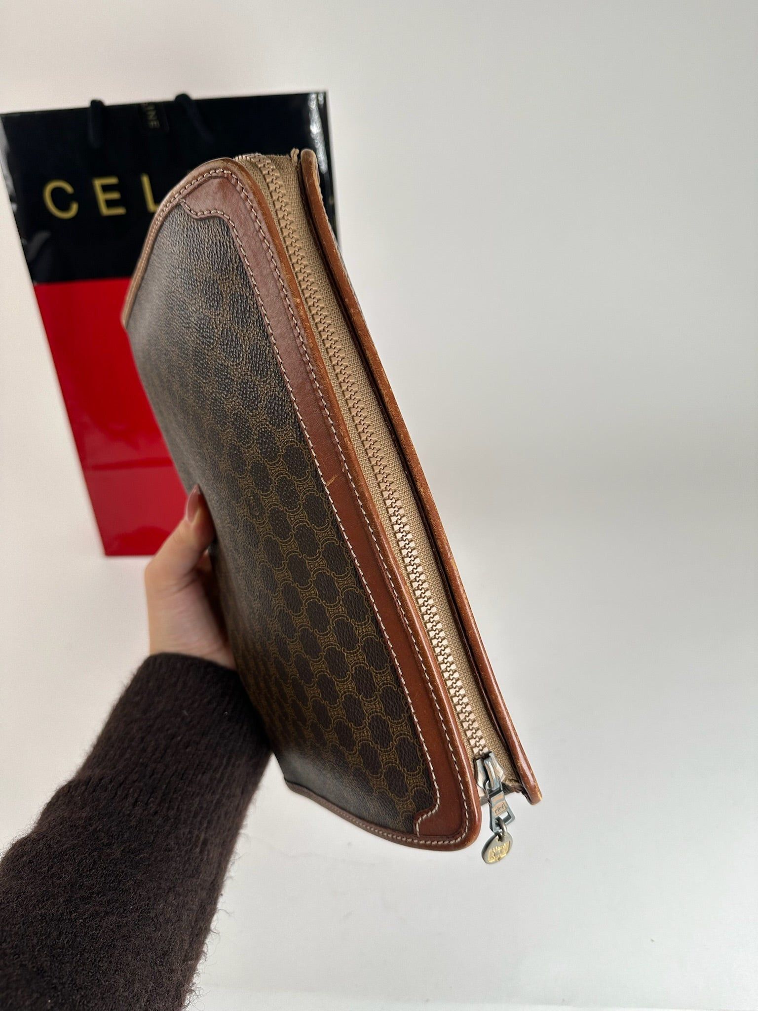Celine Vintage Paris leather clutch brown Size ONE SIZE - 8 Thumbnail