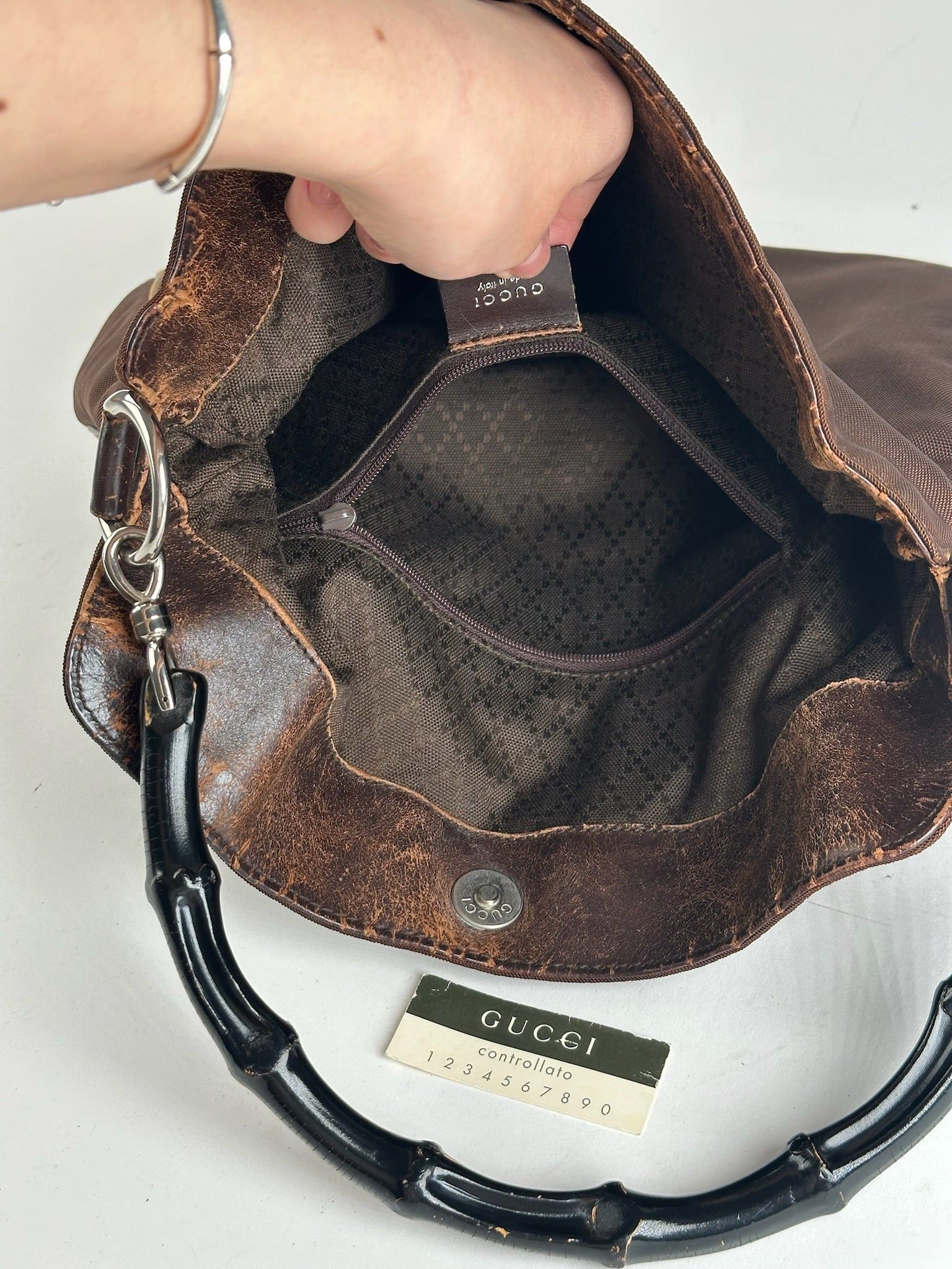 Gucci Vintage Bambo Polyester Bag Brown Size ONE SIZE - 6 Thumbnail