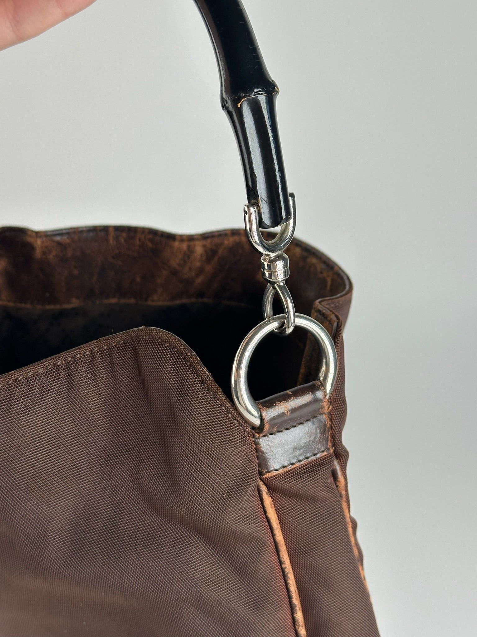 Gucci Vintage Bambo Polyester Bag Brown Size ONE SIZE - 9 Thumbnail