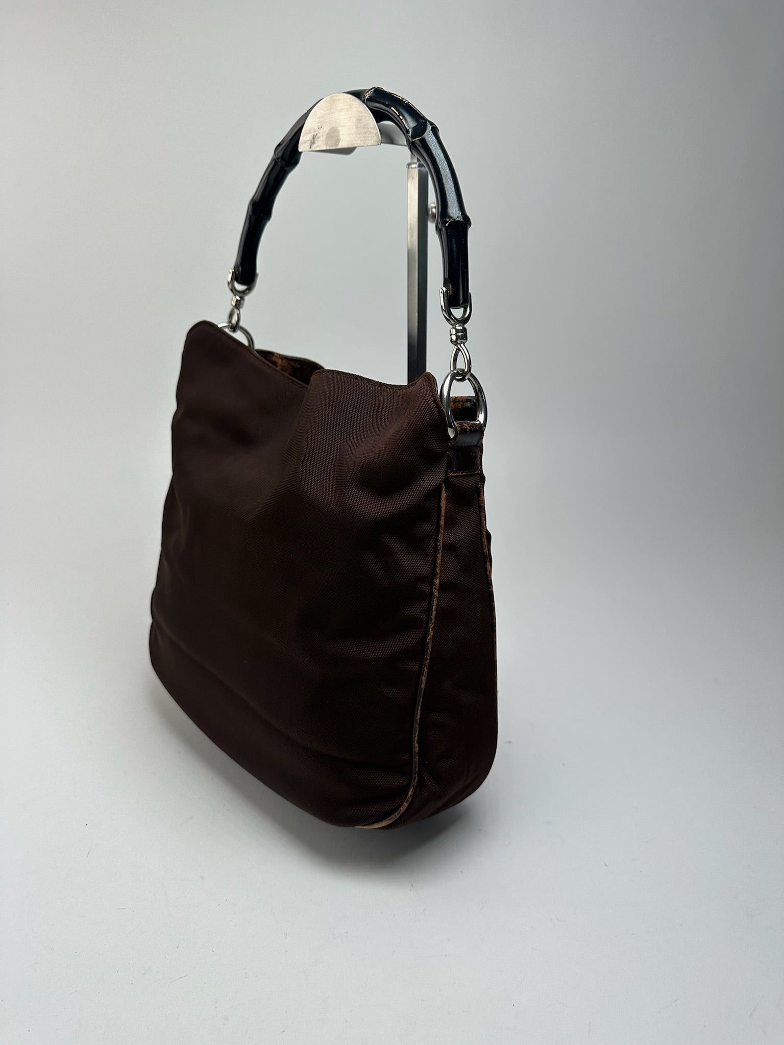 Gucci Vintage Bambo Polyester Bag Brown Size ONE SIZE - 12 Thumbnail