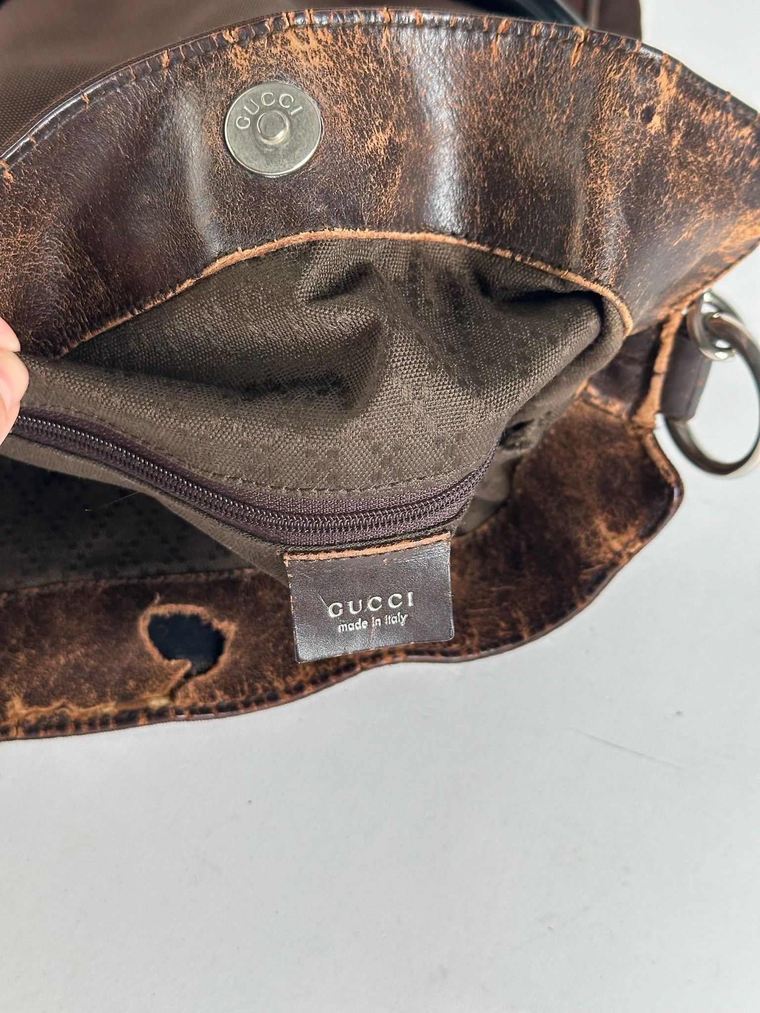 Gucci Vintage Bambo Polyester Bag Brown Size ONE SIZE - 5 Thumbnail