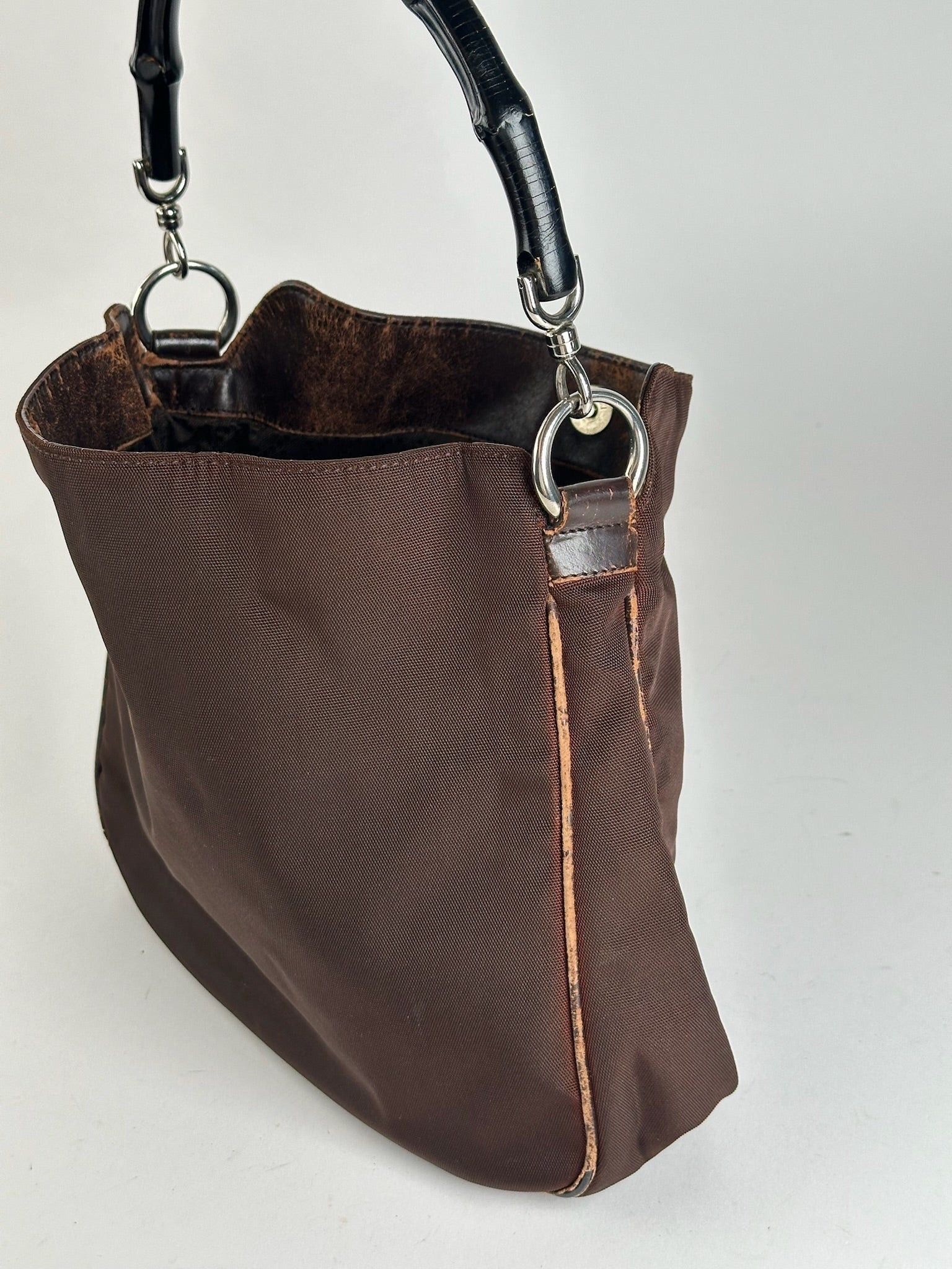 Gucci Vintage Bambo Polyester Bag Brown Size ONE SIZE - 2 Thumbnail