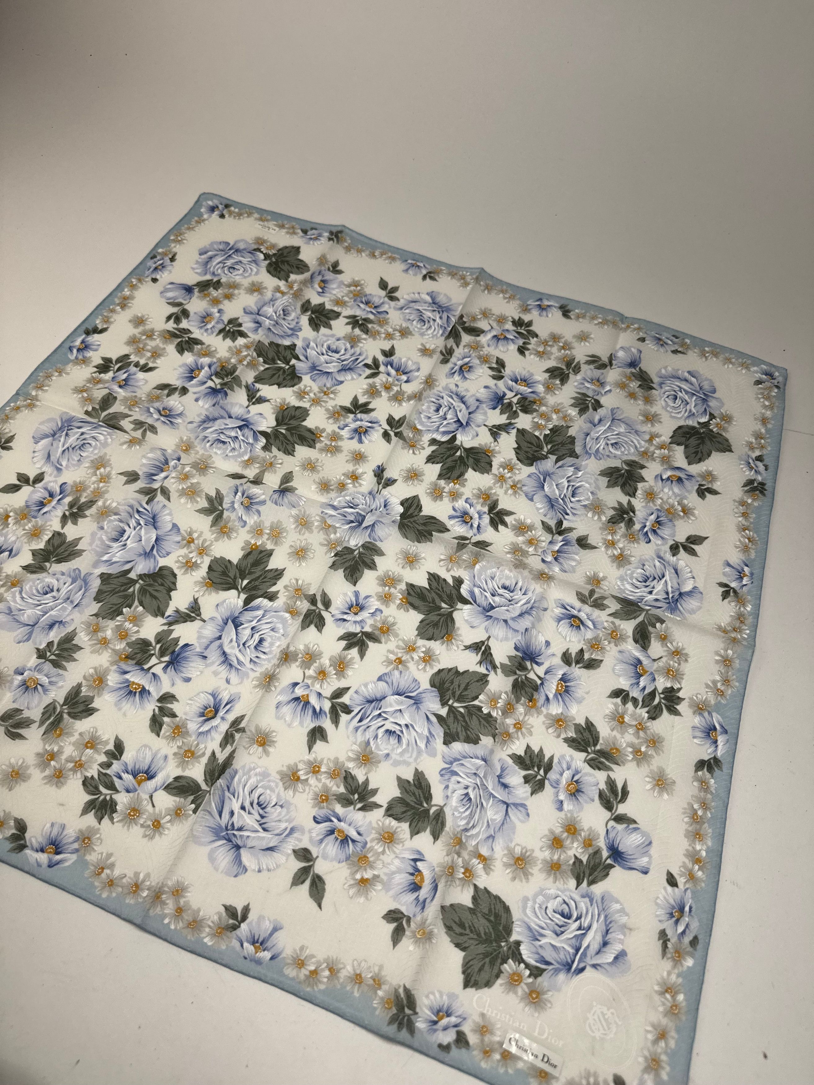 Dior Vintage Scarf Blue White Size ONE SIZE - 9 Thumbnail