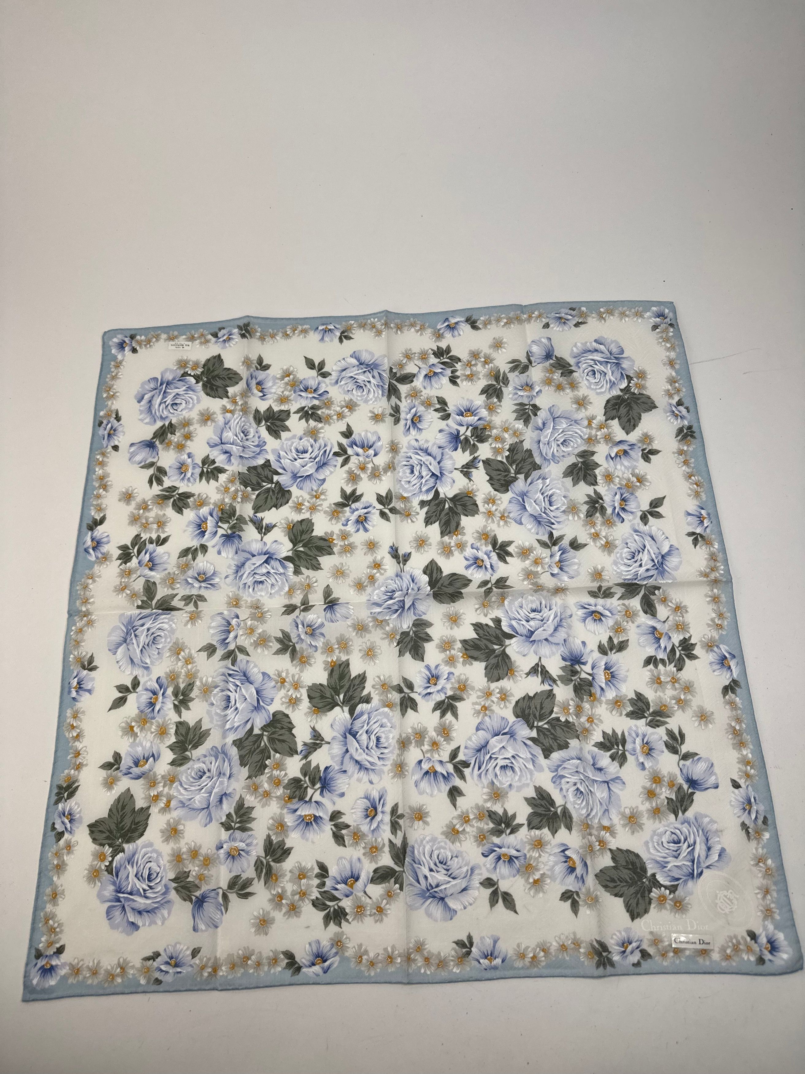 Dior Vintage Scarf Blue White Size ONE SIZE - 7 Thumbnail