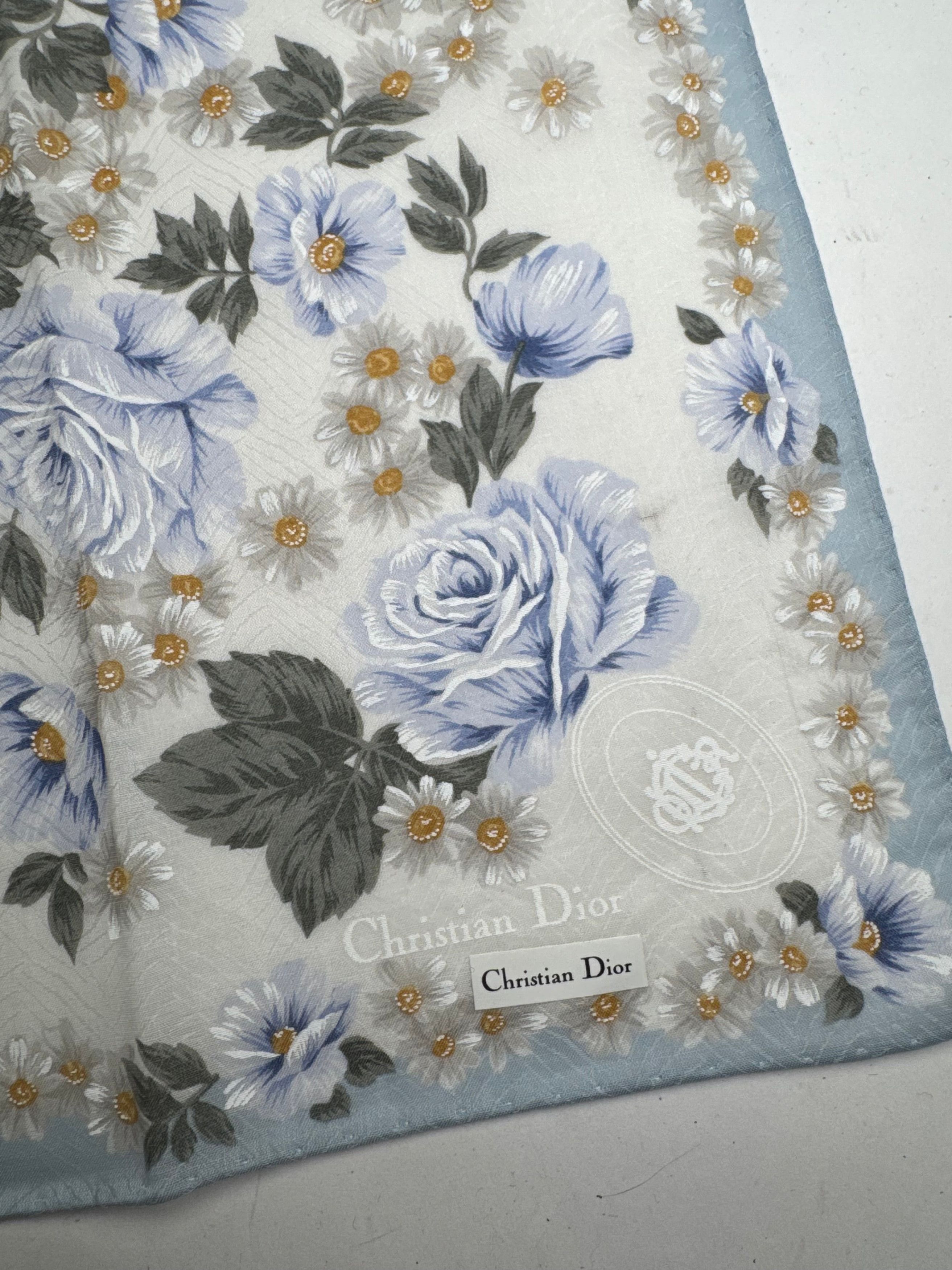 Dior Vintage Scarf Blue White Size ONE SIZE - 3 Thumbnail