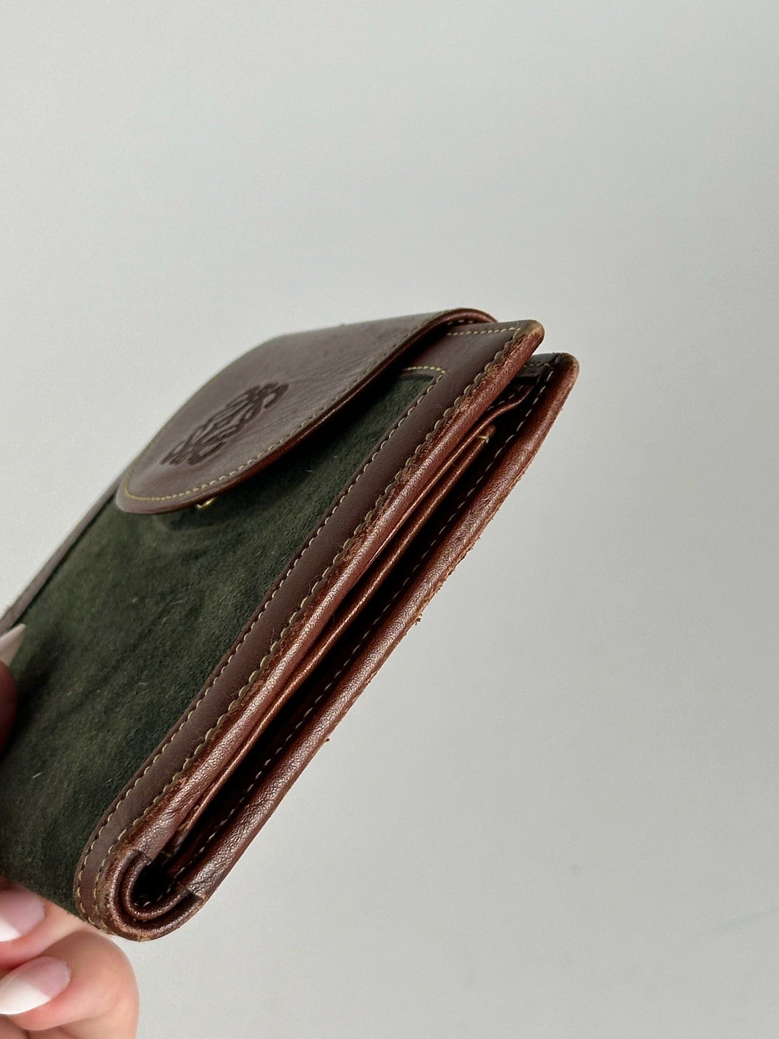 Loewe Vintage Madrid suede leather wallet brown green Size ONE SIZE - 3 Thumbnail