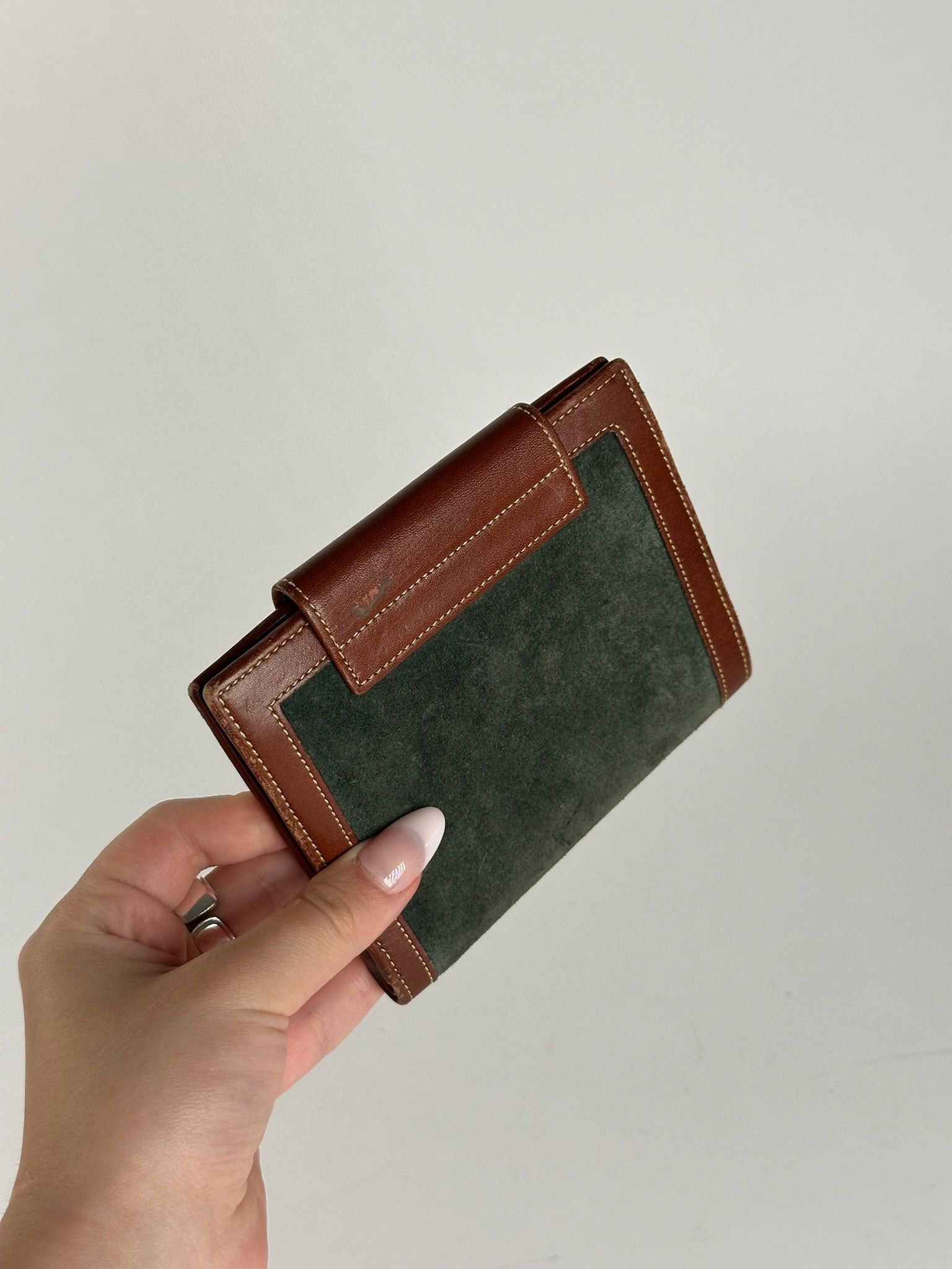 Loewe Vintage Madrid suede leather wallet brown green Size ONE SIZE - 11 Thumbnail