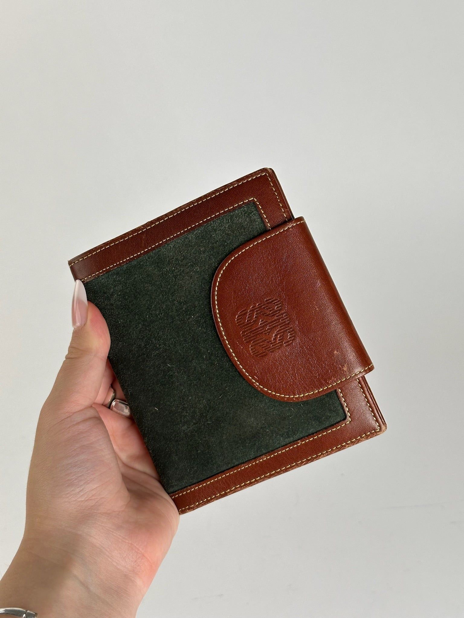 Loewe Vintage Madrid suede leather wallet brown green Size ONE SIZE - 12 Thumbnail
