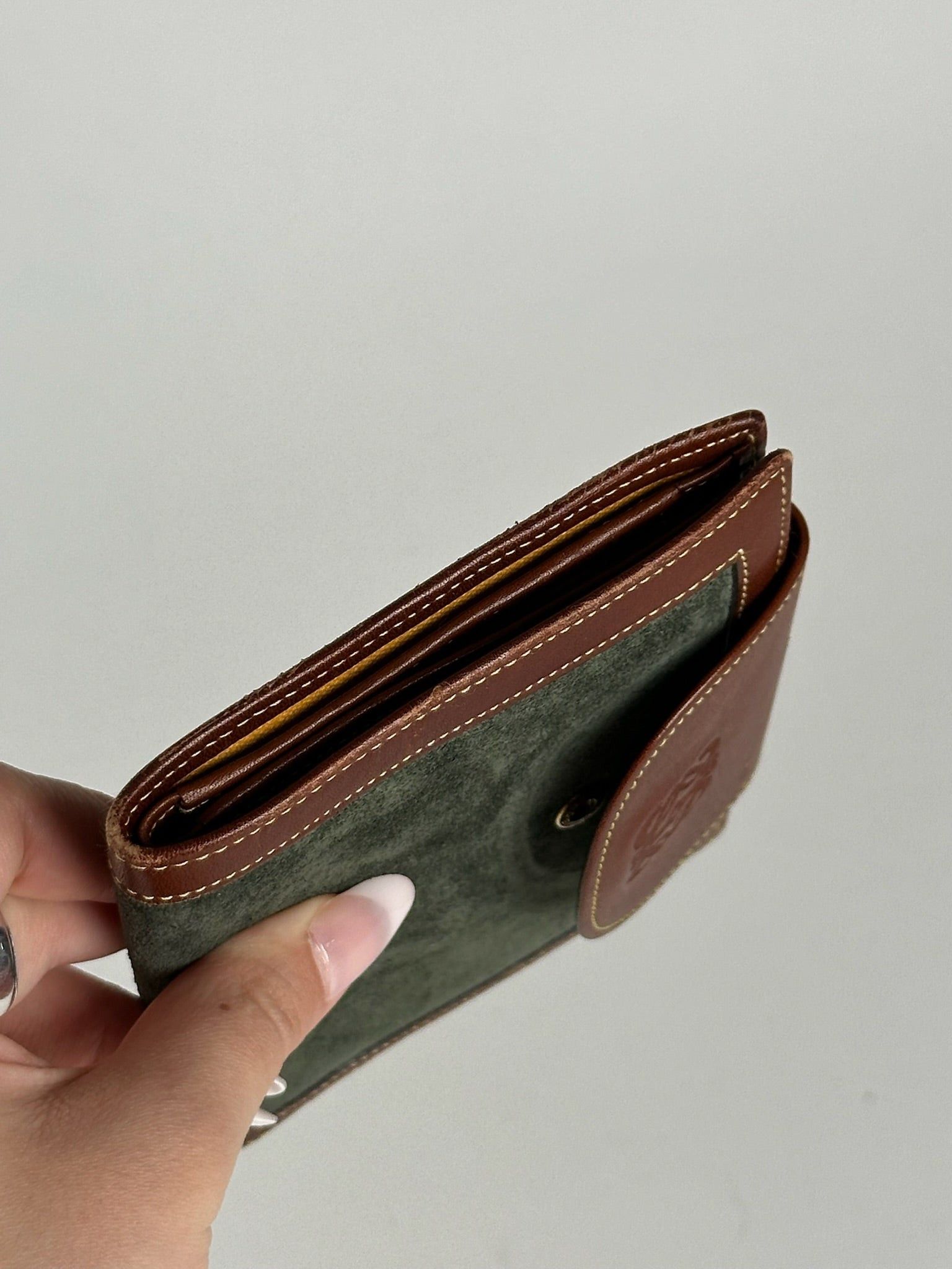 Loewe Vintage Madrid suede leather wallet brown green Size ONE SIZE - 13 Thumbnail