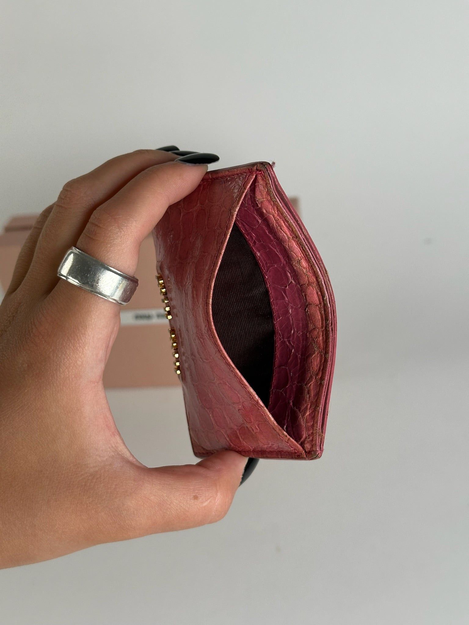 Miu Miu Vintage Leather Card Holder Pink Size ONE SIZE - 4 Thumbnail