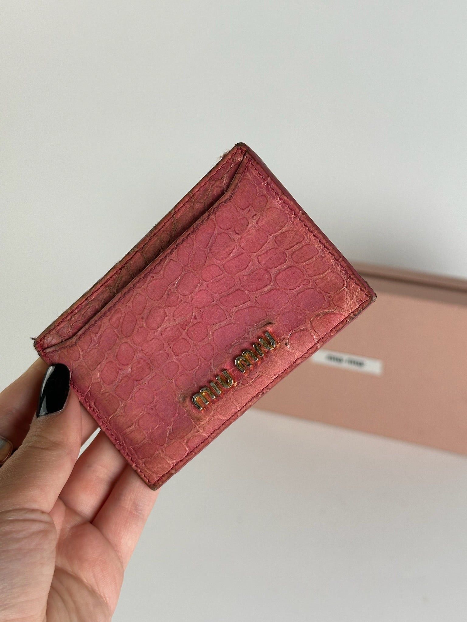Miu Miu Vintage Leather Card Holder Pink Size ONE SIZE - 3 Thumbnail