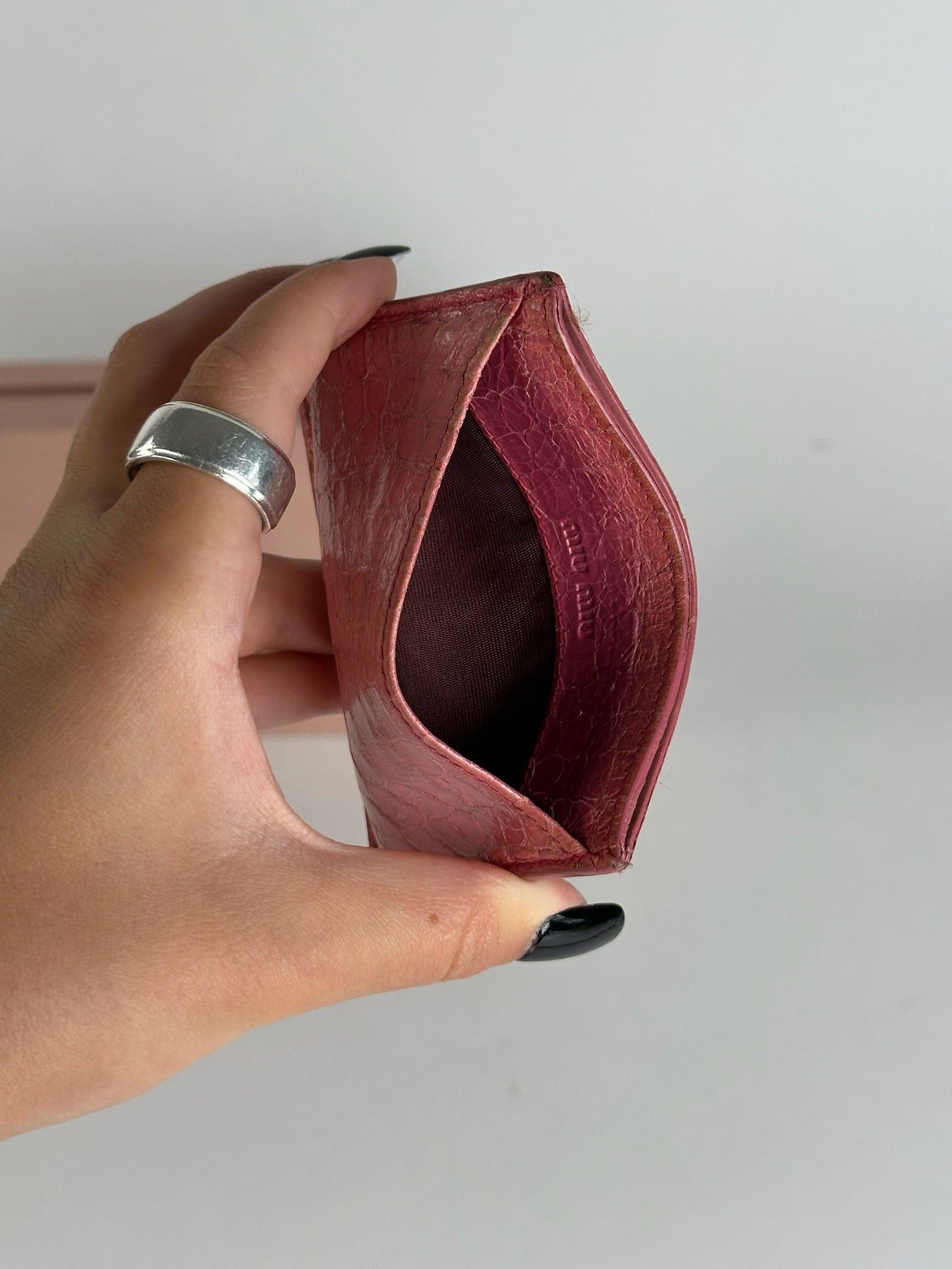 Miu Miu Vintage Leather Card Holder Pink Size ONE SIZE - 9 Thumbnail