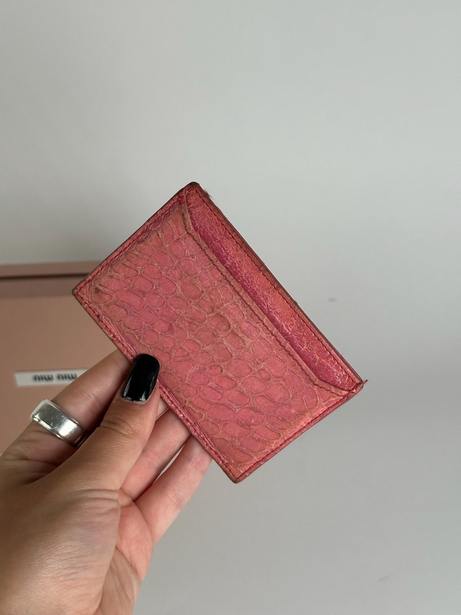 Miu Miu Vintage Leather Card Holder Pink Size ONE SIZE - 5 Thumbnail