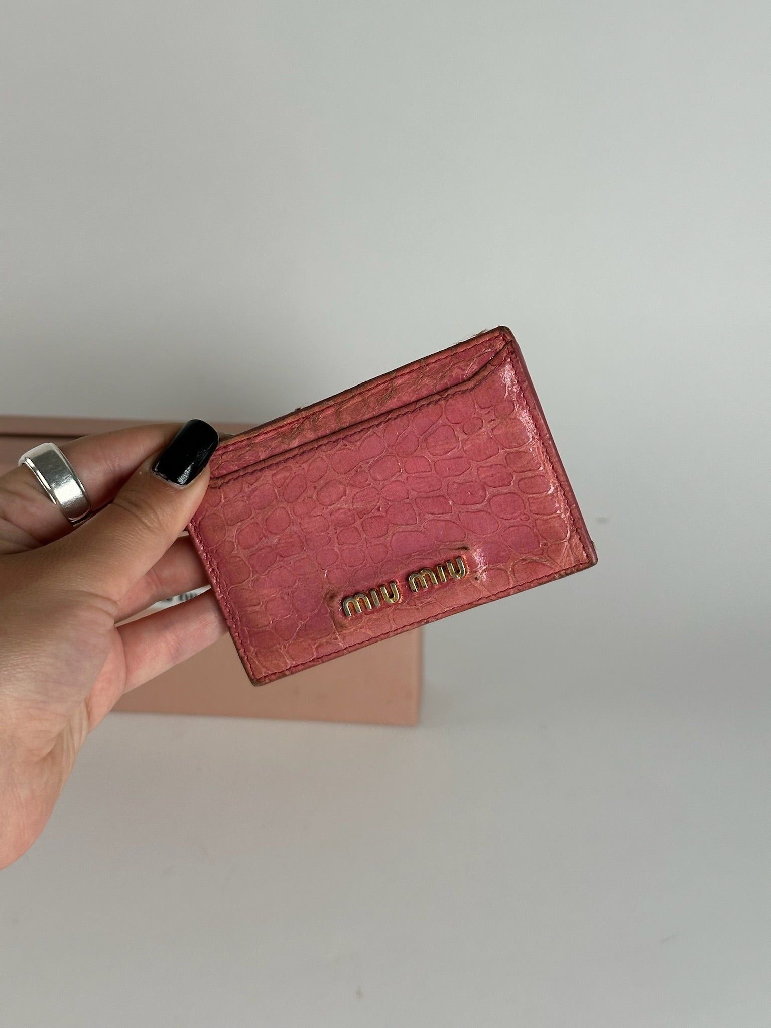 Miu Miu Vintage Leather Card Holder Pink Size ONE SIZE - 6 Thumbnail