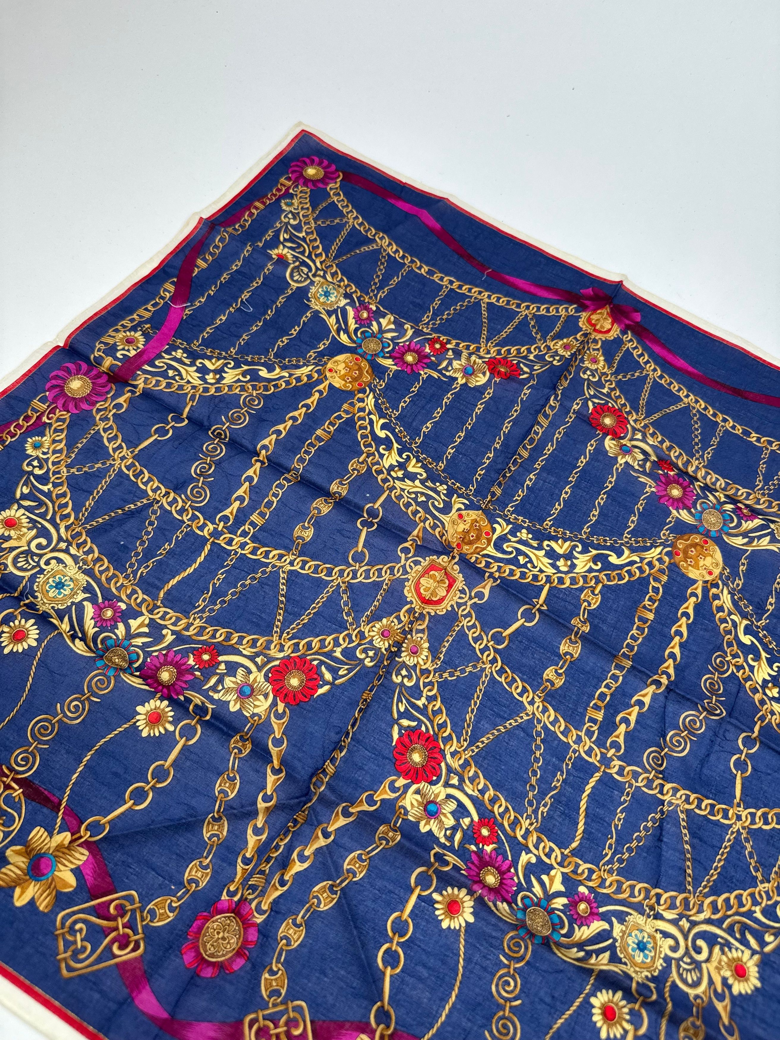 Celine Vintage Paris Baroque Scarf Navy Size ONE SIZE - 3 Thumbnail