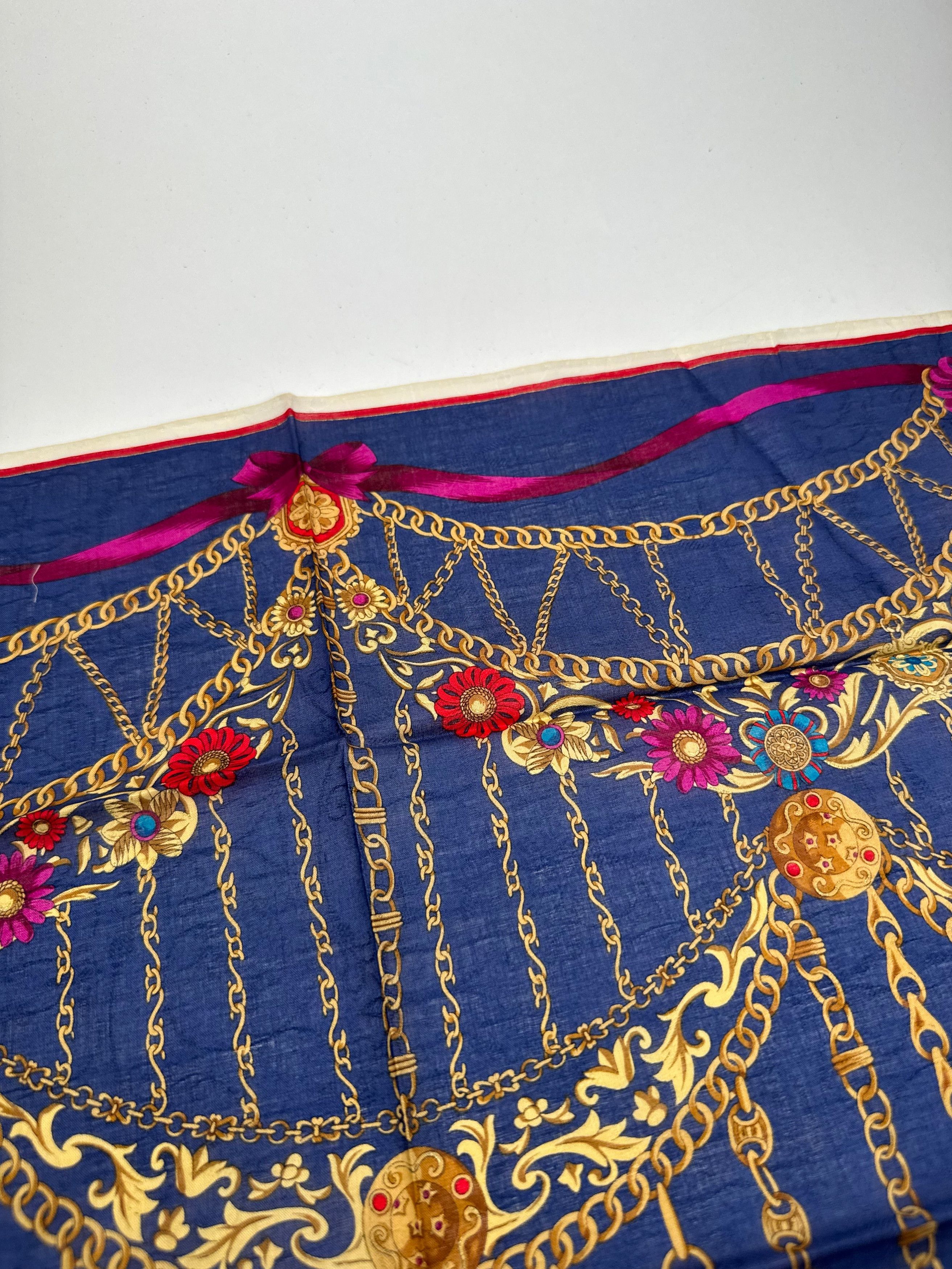 Celine Vintage Paris Baroque Scarf Navy Size ONE SIZE - 6 Thumbnail