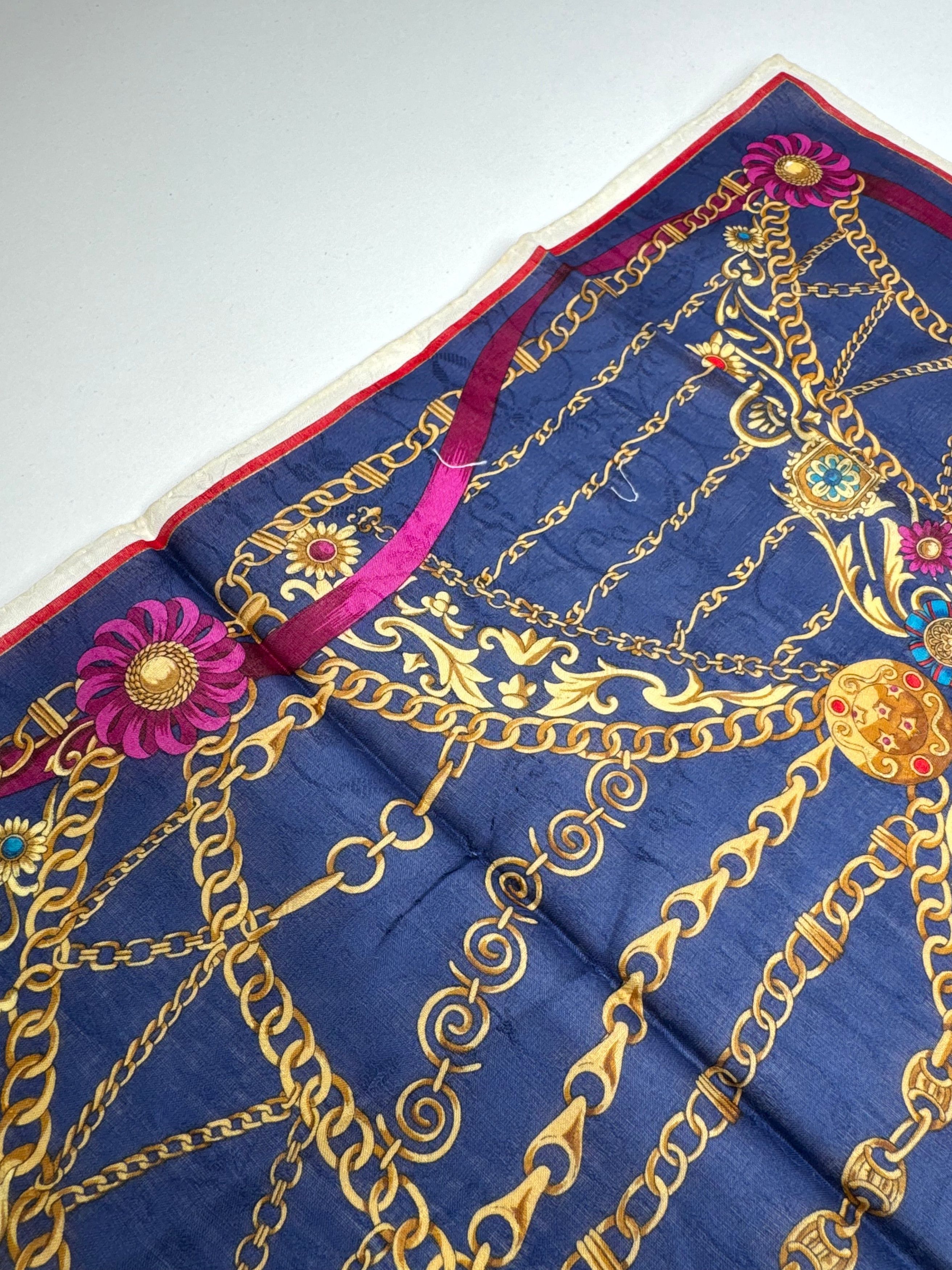 Celine Vintage Paris Baroque Scarf Navy Size ONE SIZE - 5 Thumbnail