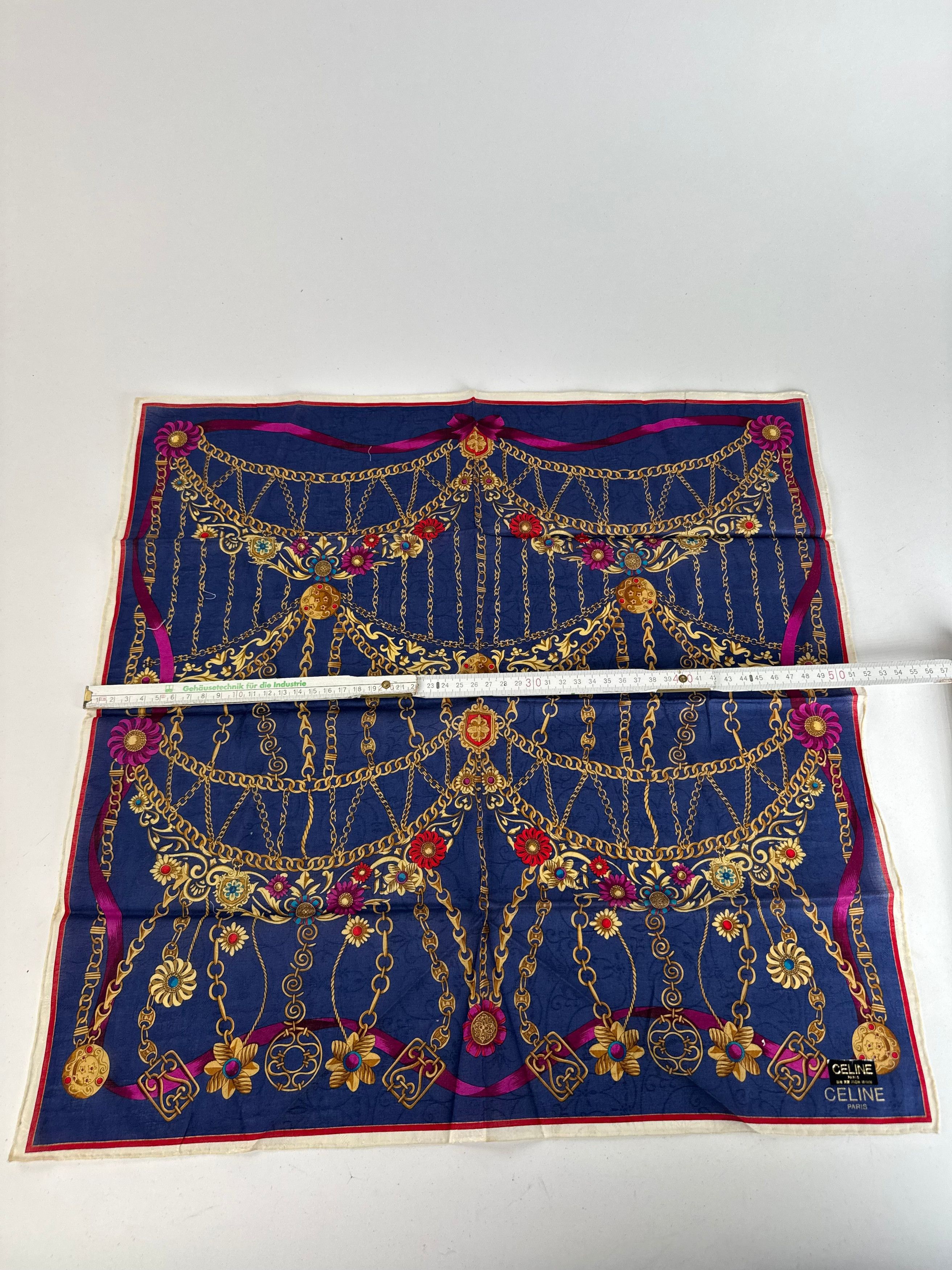 Celine Vintage Paris Baroque Scarf Navy Size ONE SIZE - 8 Thumbnail