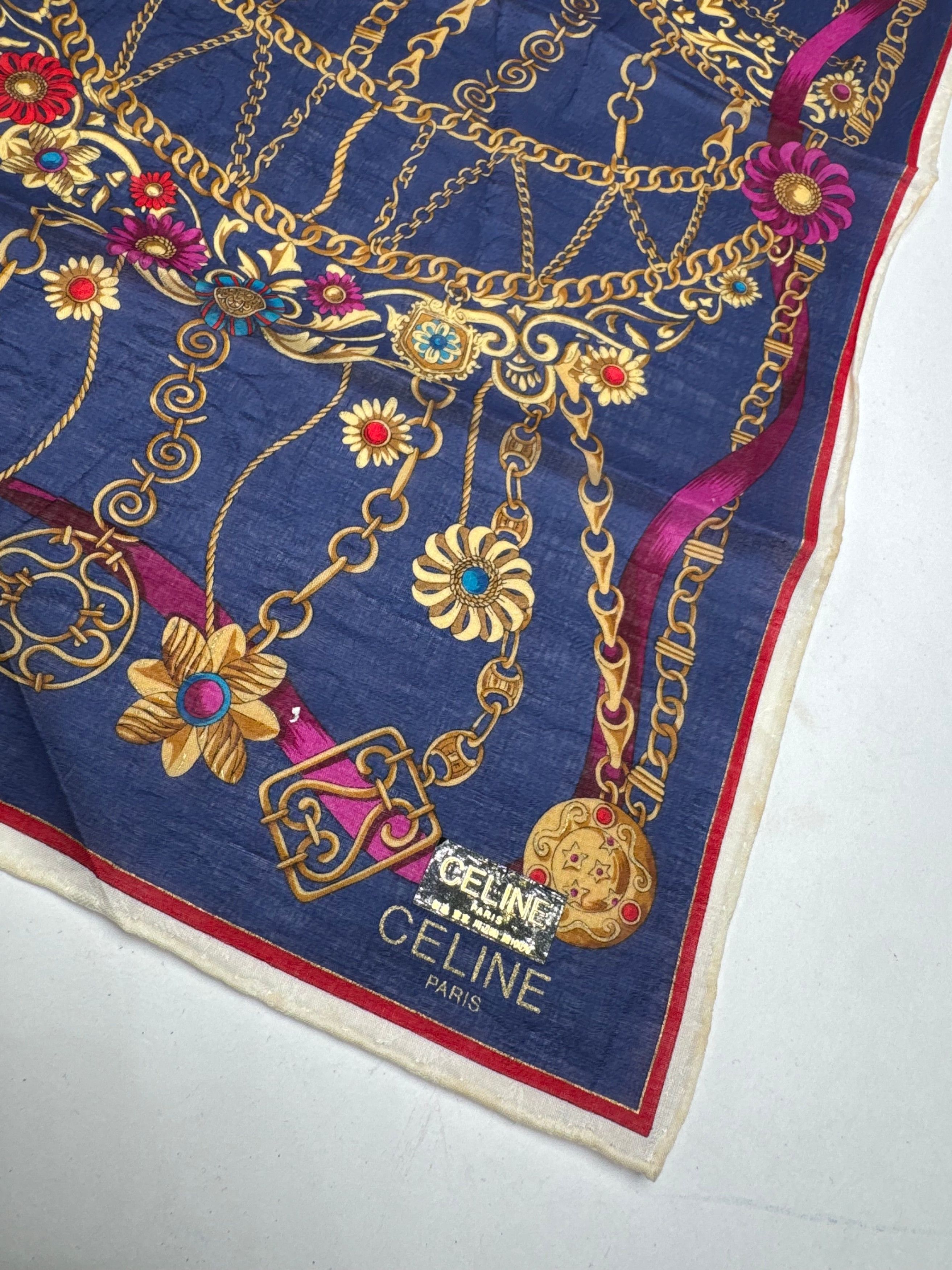 Celine Vintage Paris Baroque Scarf Navy Size ONE SIZE - 2 Thumbnail