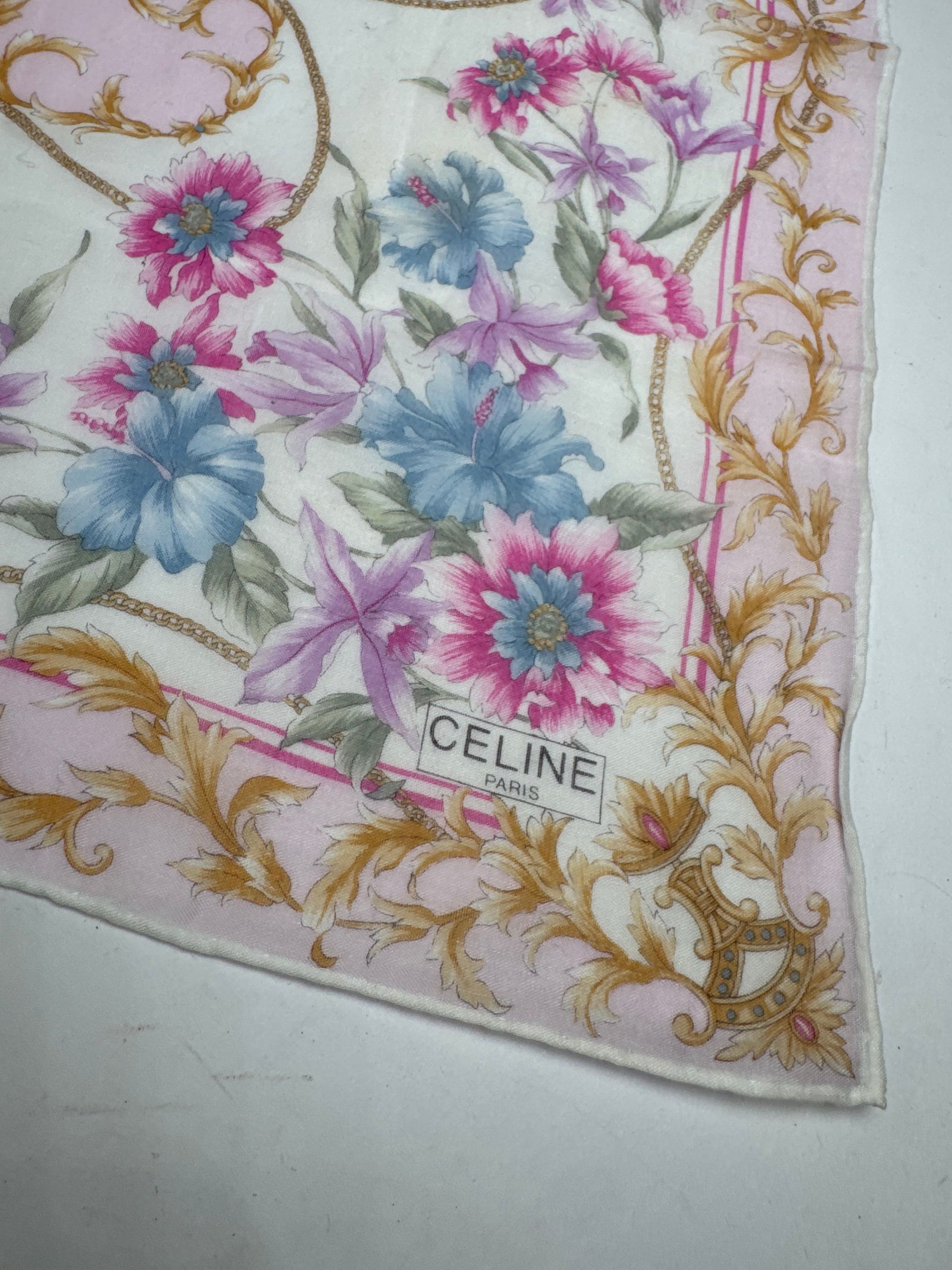 Celine Vintage Scarf Floral Size ONE SIZE - 2 Thumbnail