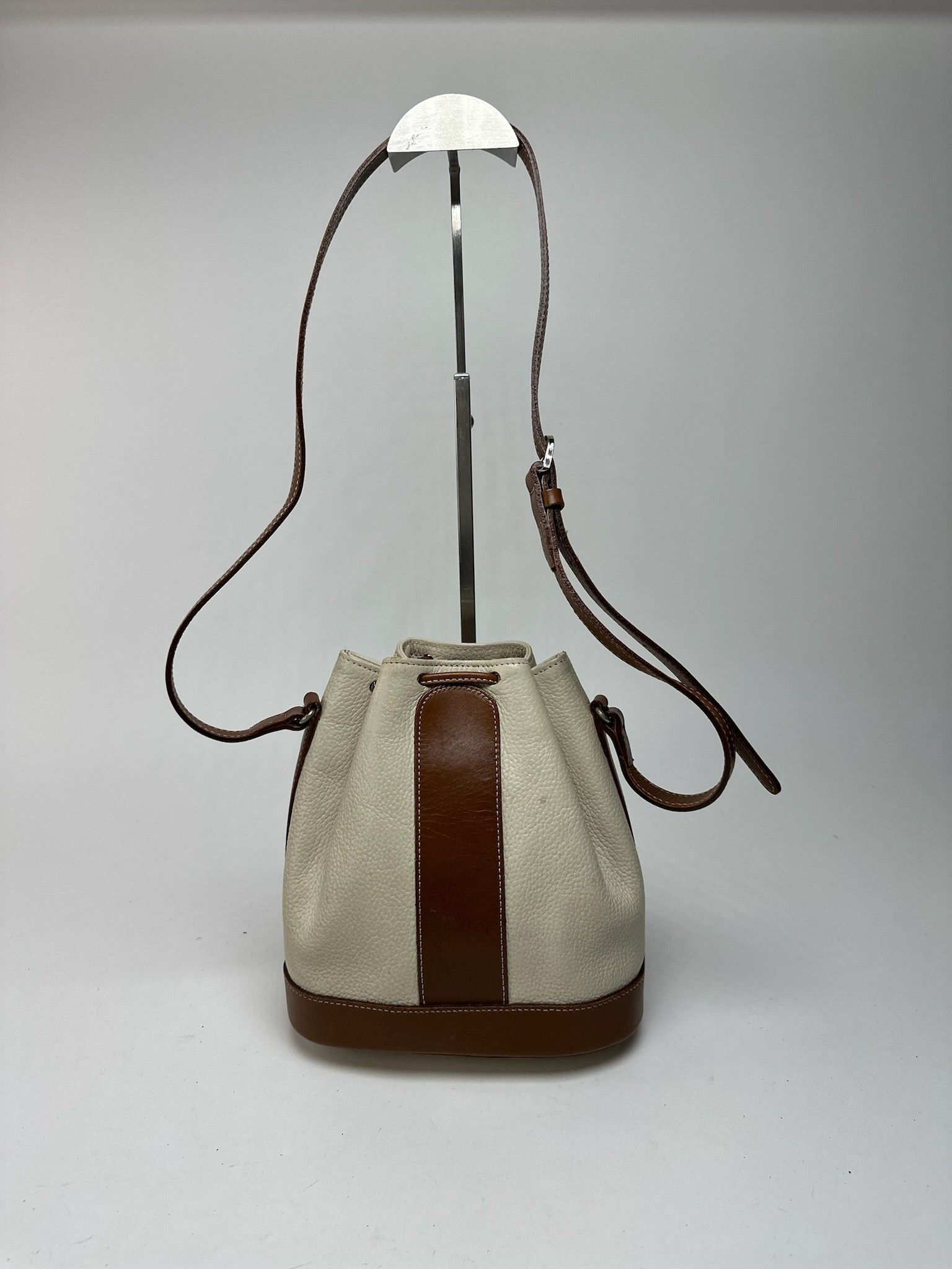 Courreges Vintage leather Bucket bag white brown Size ONE SIZE - 2 Thumbnail