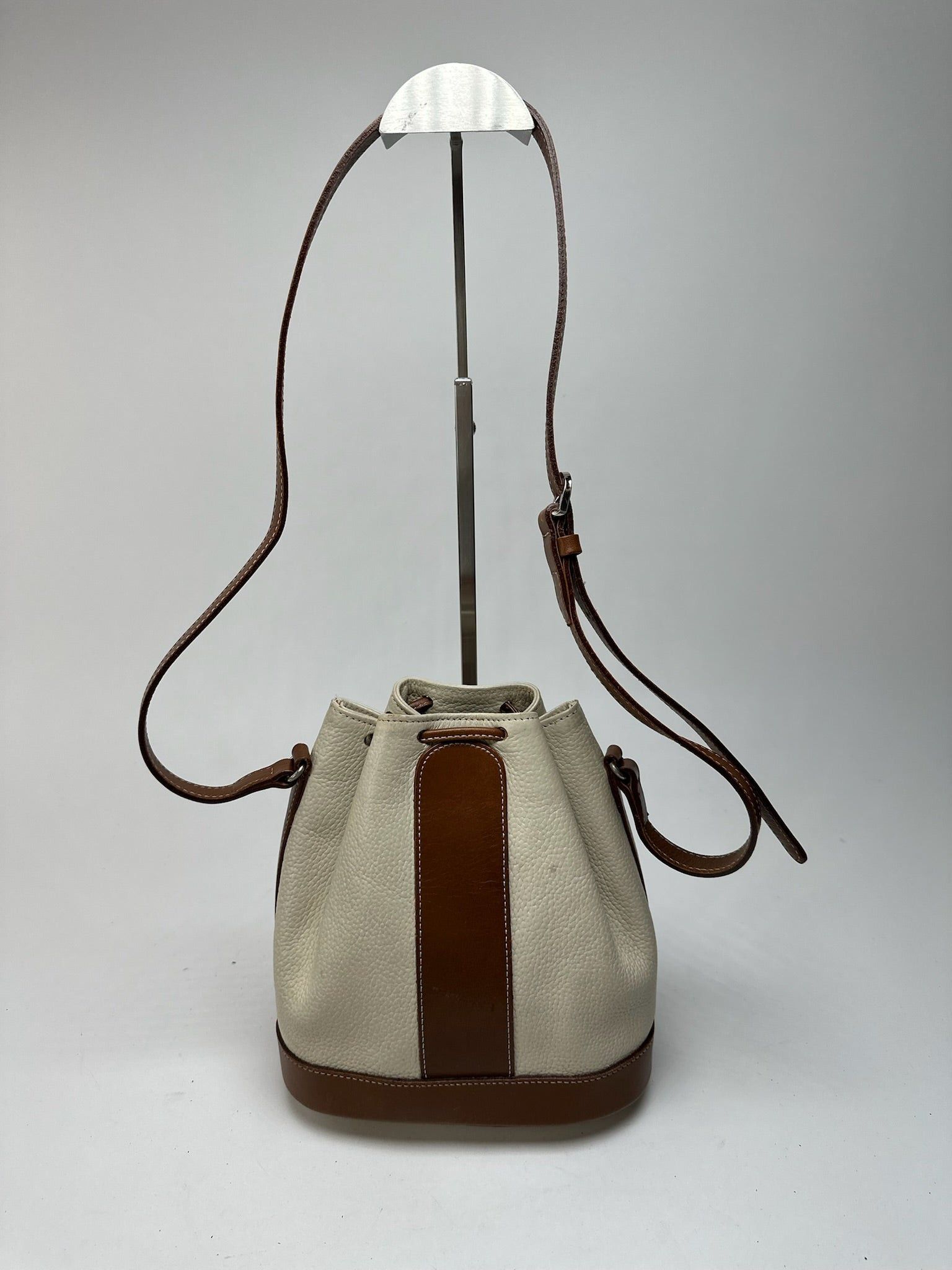 Courreges Vintage leather Bucket bag white brown Size ONE SIZE - 7 Thumbnail