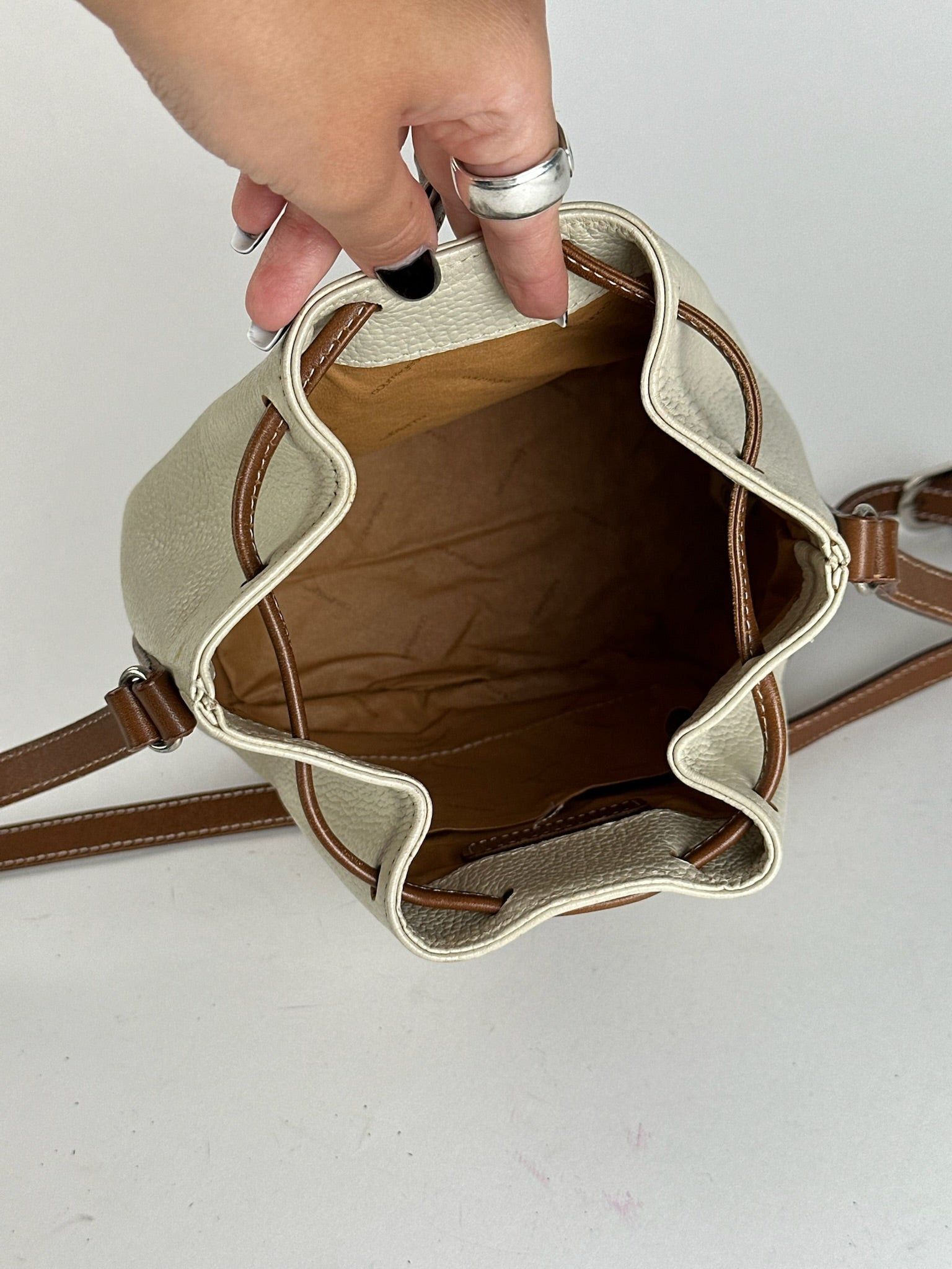 Courreges Vintage leather Bucket bag white brown Size ONE SIZE - 11 Thumbnail