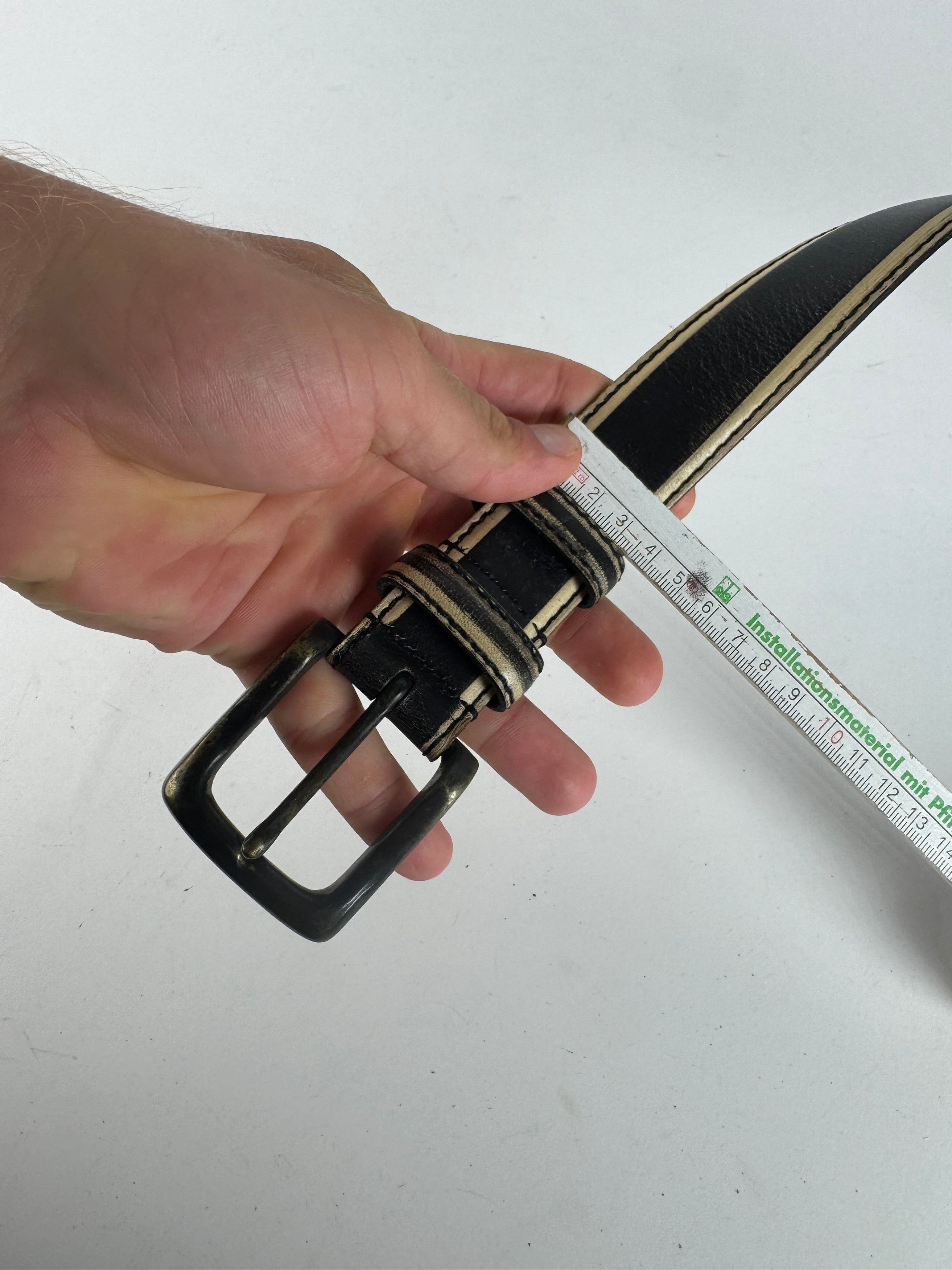 Issey Miyake Vintage Leather Belt black yellow Size ONE SIZE - 10 Thumbnail