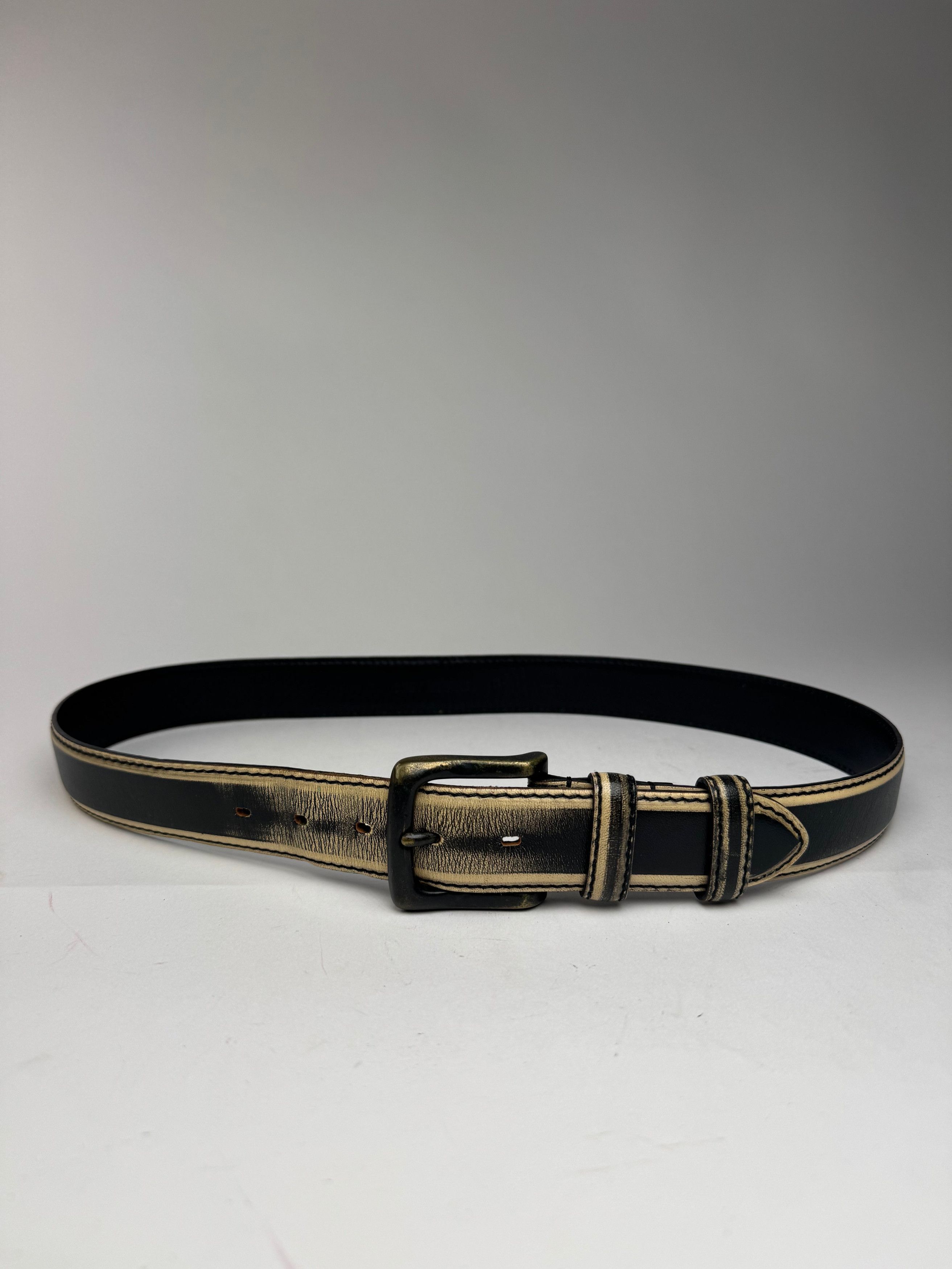 Issey Miyake Vintage Leather Belt black yellow Size ONE SIZE - 12 Thumbnail
