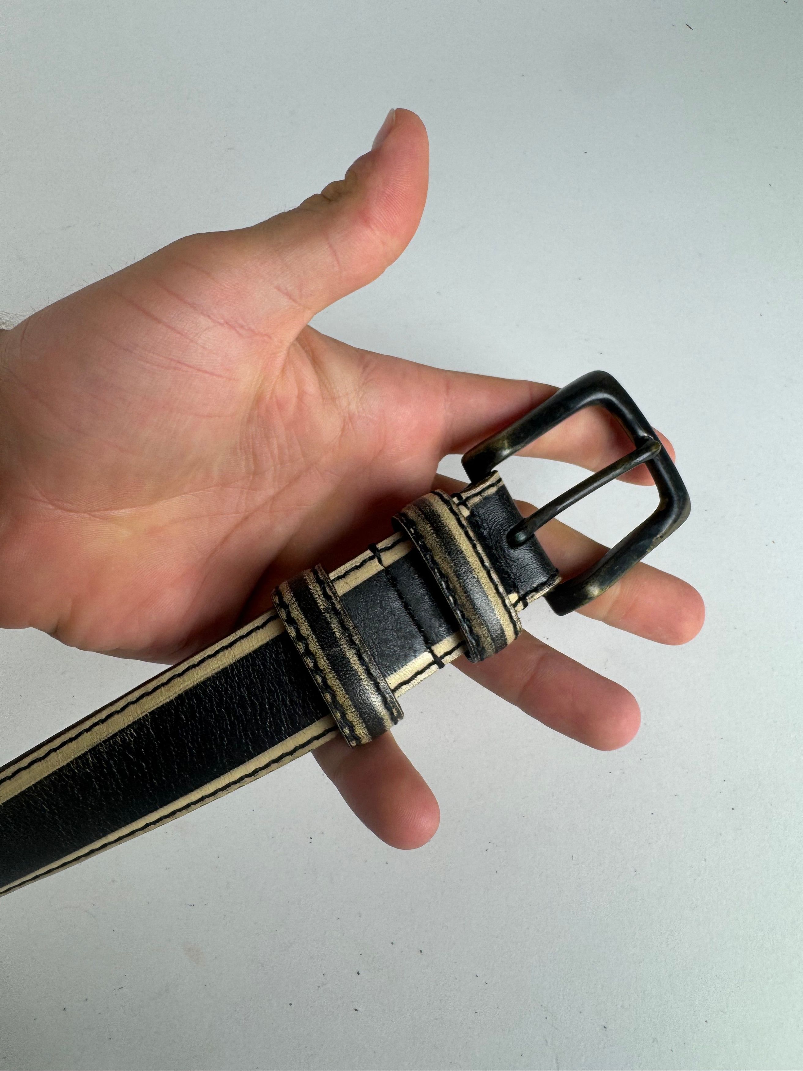 Issey Miyake Vintage Leather Belt black yellow Size ONE SIZE - 3 Thumbnail