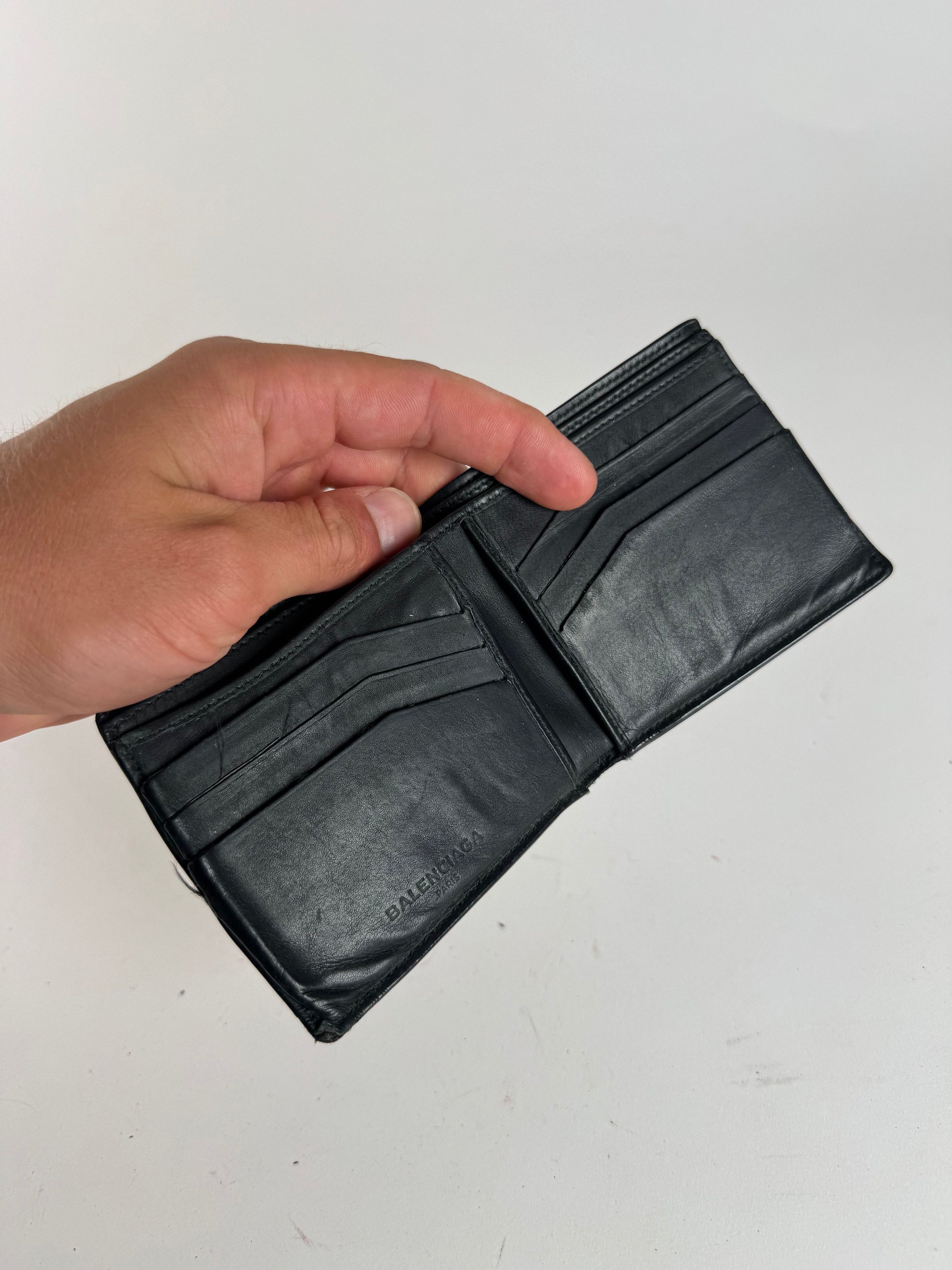 Balenciaga Vintage Flapable leather wallet black Size ONE SIZE - 4 Thumbnail
