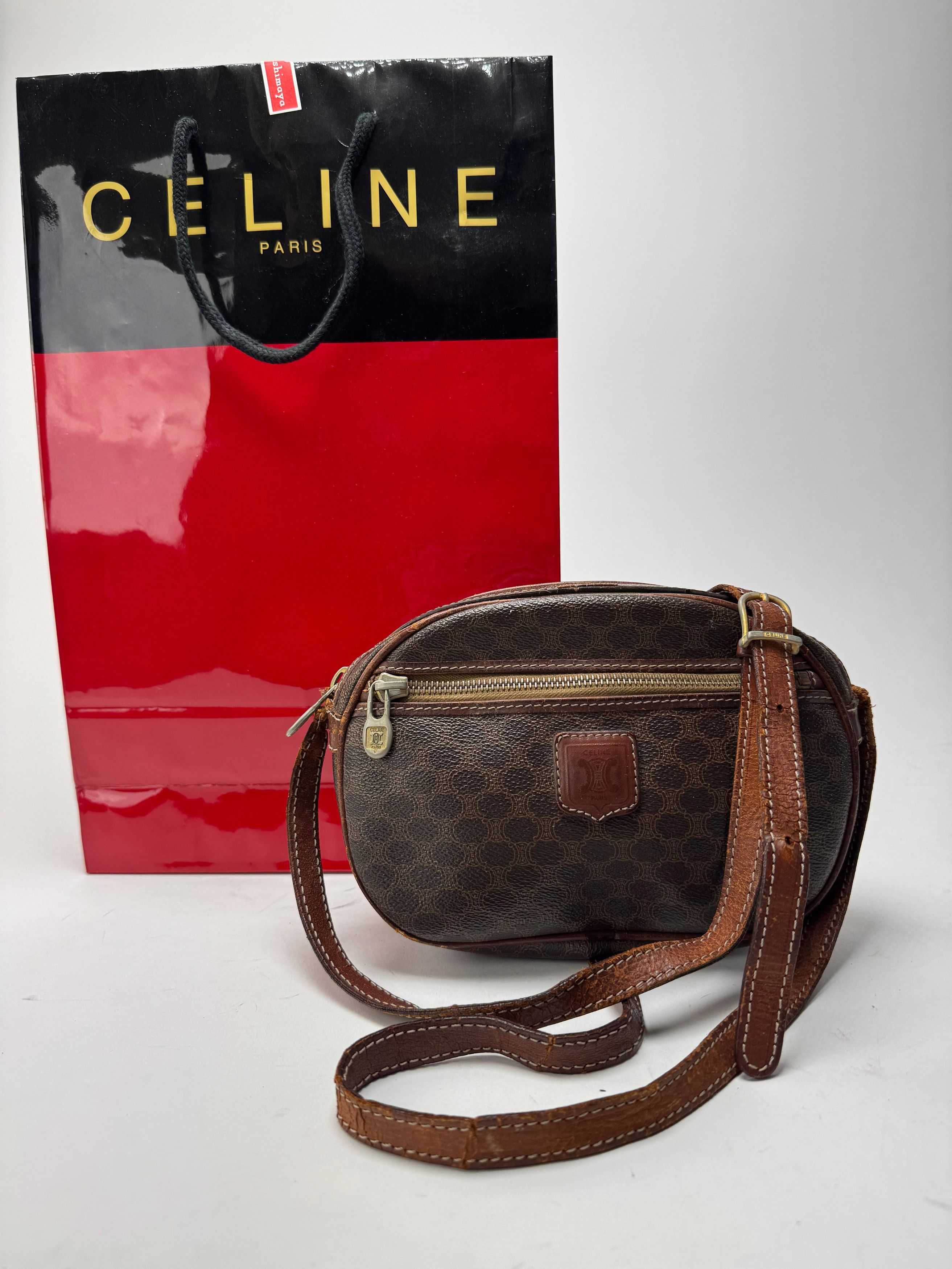 Celine Vintage Triomphe Monogram leather bag brown Size ONE SIZE - 2 Thumbnail